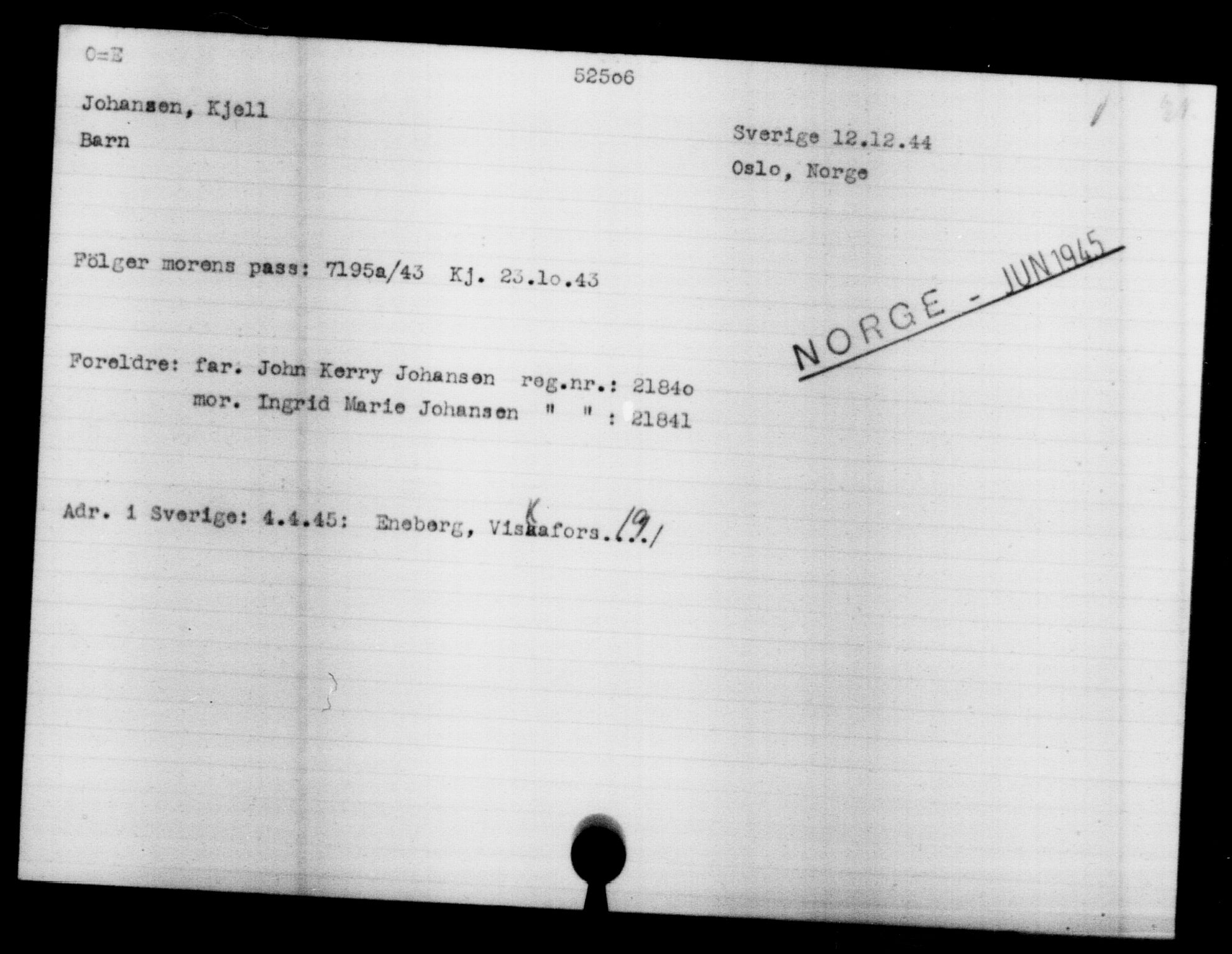 Utenriksstasjonene, Legasjonen i Stockholm, Flyktningkontoret, AV/RA-S-6753/V/Va/L0019: Kjesäterkartoteket, flyktninger med registreringsnr. 49600-55060, 1940-1945, s. 1979