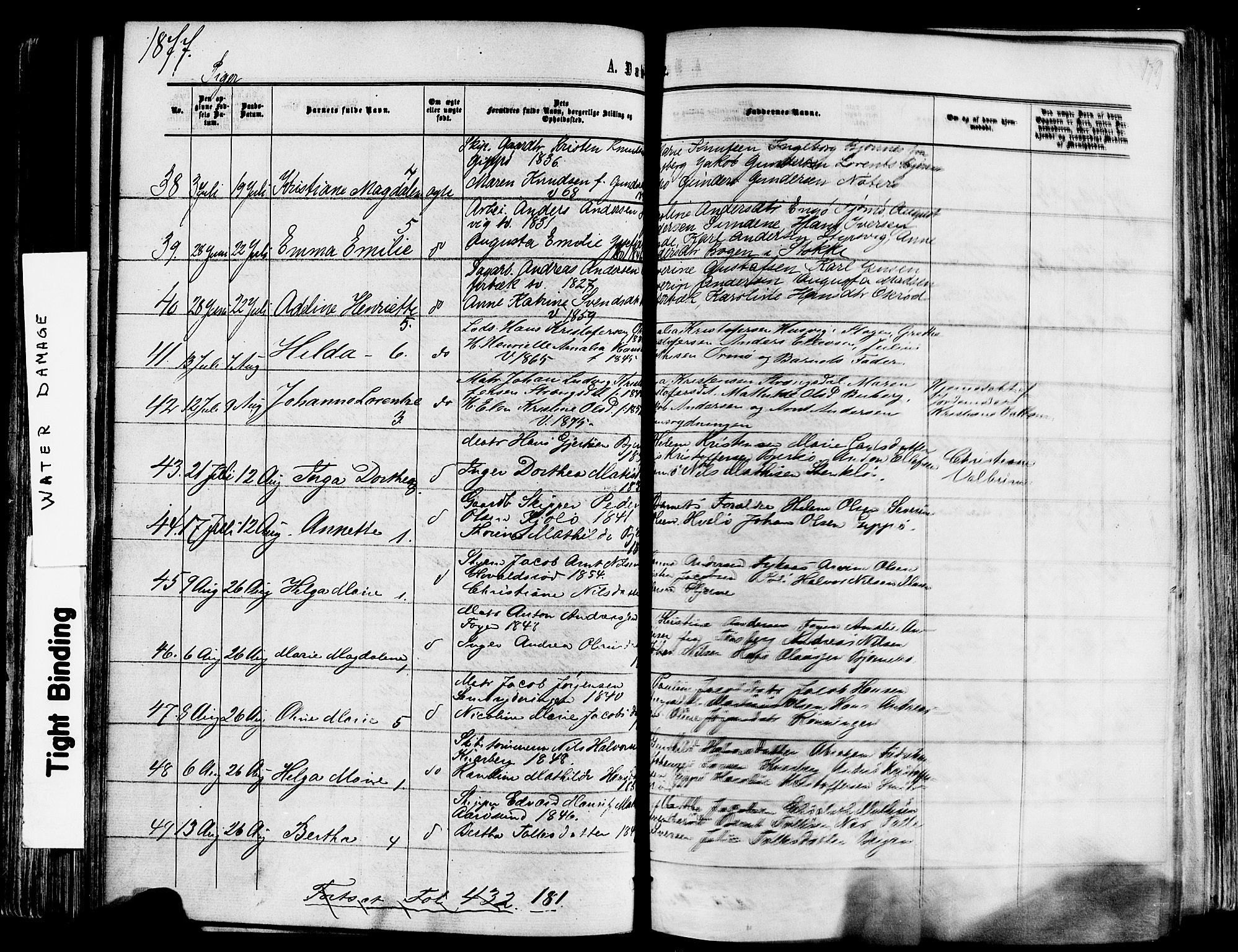 Nøtterøy kirkebøker, AV/SAKO-A-354/F/Fa/L0007: Ministerialbok nr. I 7, 1865-1877, s. 179