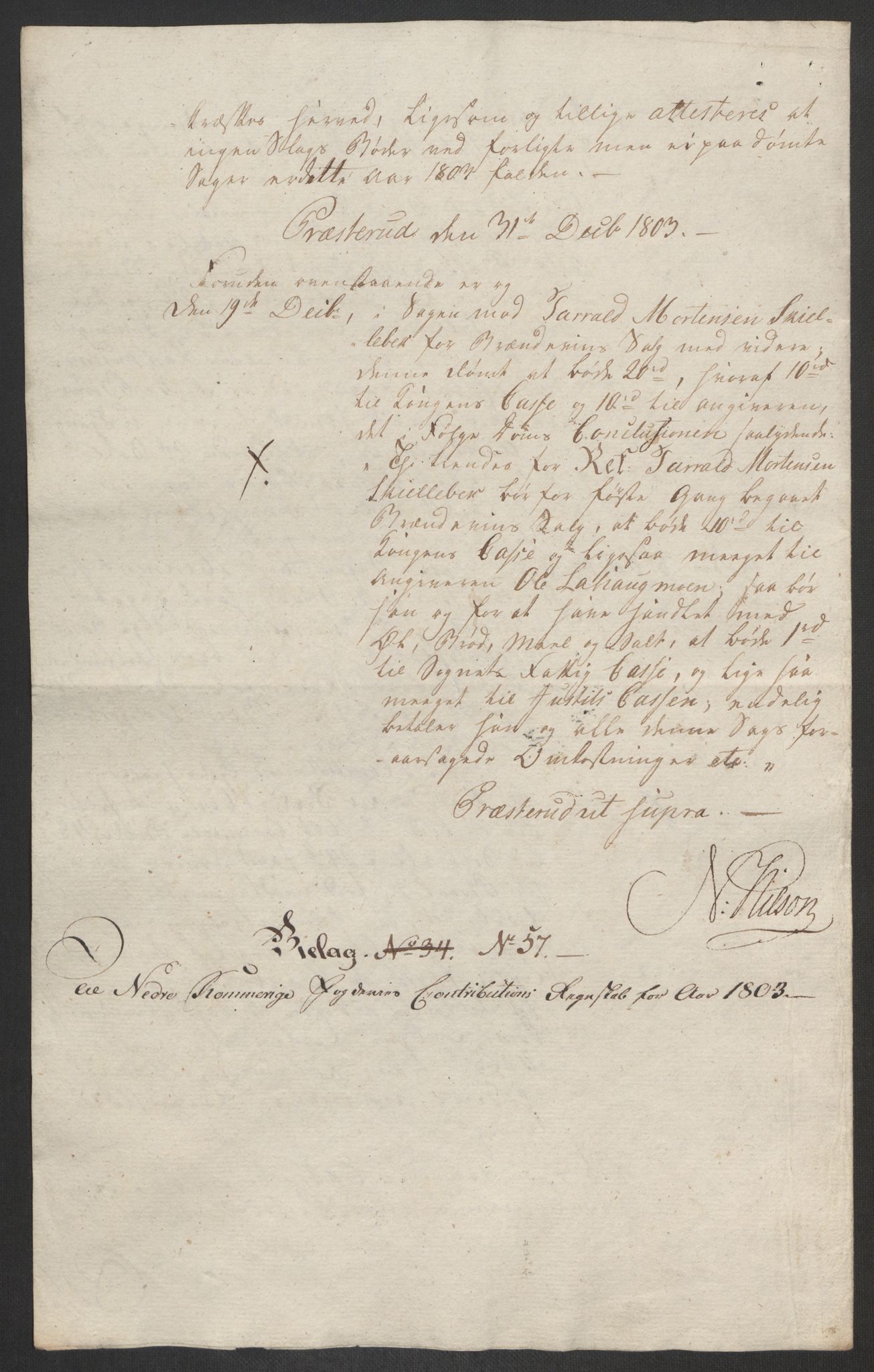 Rentekammeret inntil 1814, Reviderte regnskaper, Fogderegnskap, AV/RA-EA-4092/R11/L0679: Fogderegnskap Nedre Romerike, 1803, s. 178