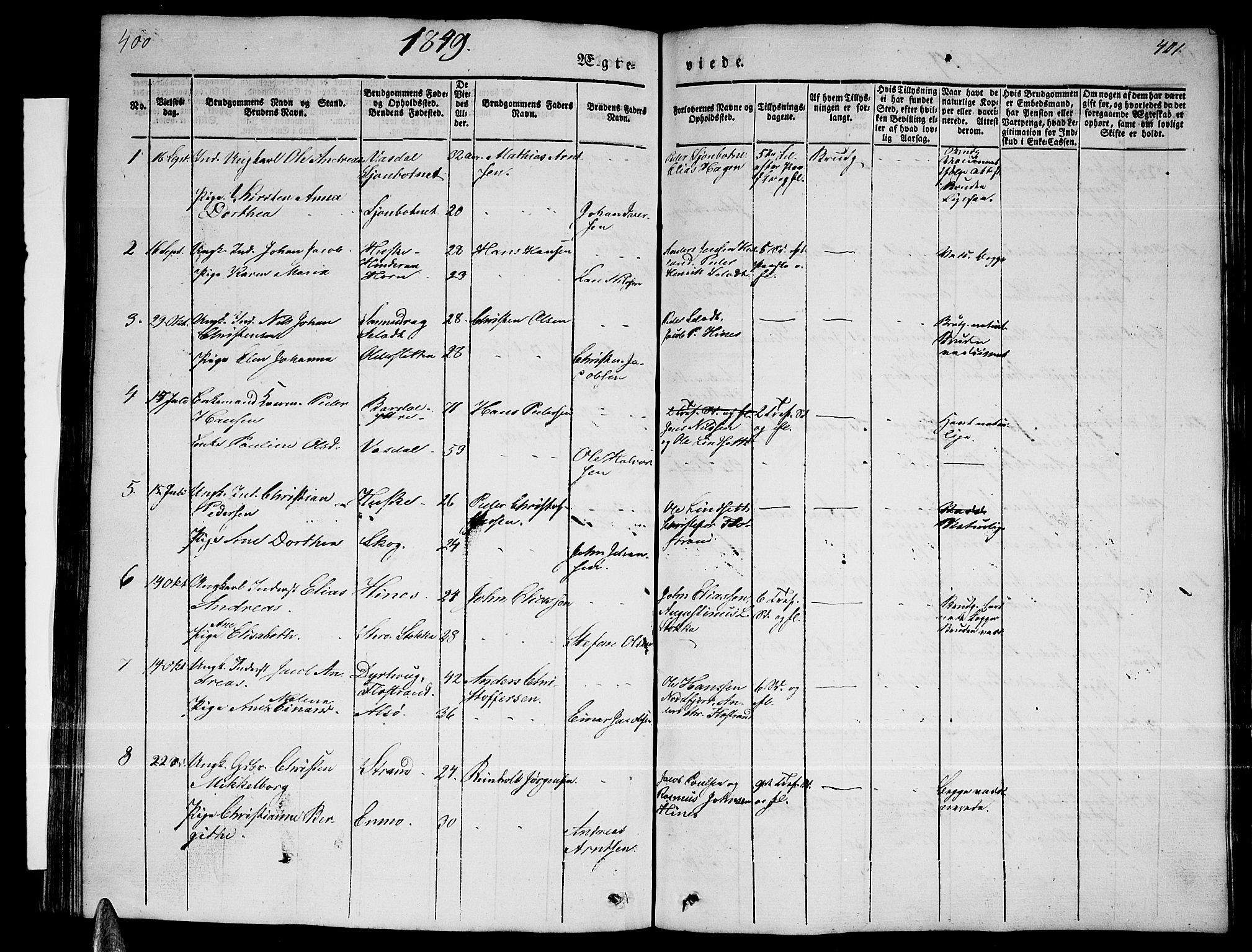 Ministerialprotokoller, klokkerbøker og fødselsregistre - Nordland, AV/SAT-A-1459/838/L0555: Klokkerbok nr. 838C02, 1842-1861, s. 400-401