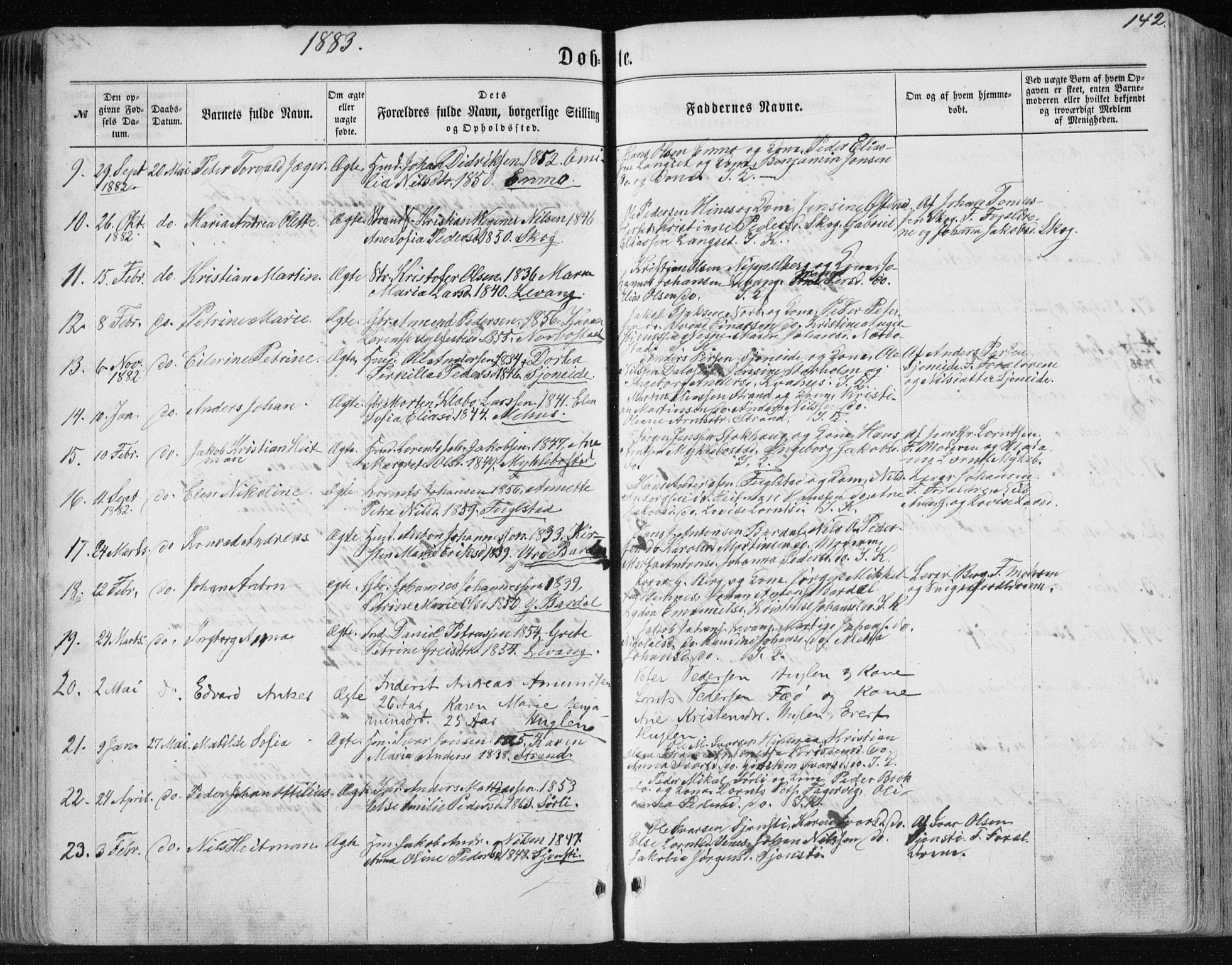 Ministerialprotokoller, klokkerbøker og fødselsregistre - Nordland, AV/SAT-A-1459/838/L0556: Klokkerbok nr. 838C03, 1861-1893, s. 142