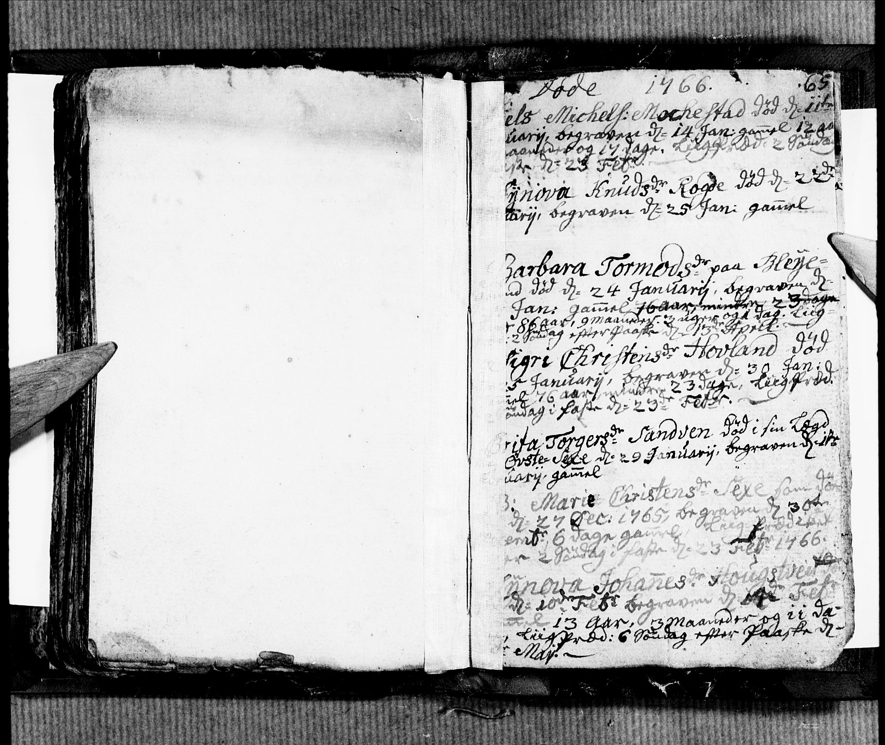 Ullensvang sokneprestembete, SAB/A-78701/H/Hab: Klokkerbok nr. B 2, 1766-1768, s. 64-65