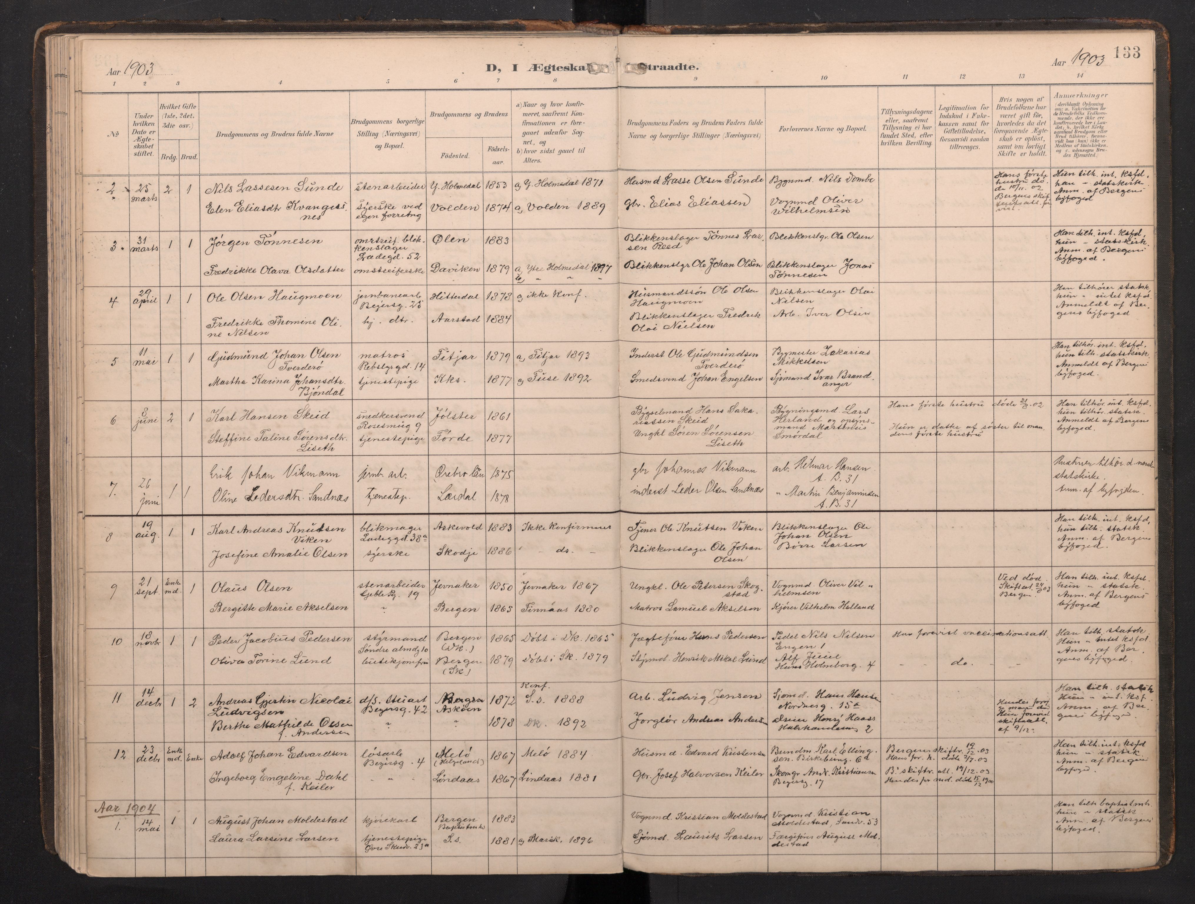 Sandviken Sokneprestembete, AV/SAB-A-77601/H/Ha: Ministerialbok nr. G 1, 1892-2002, s. 133