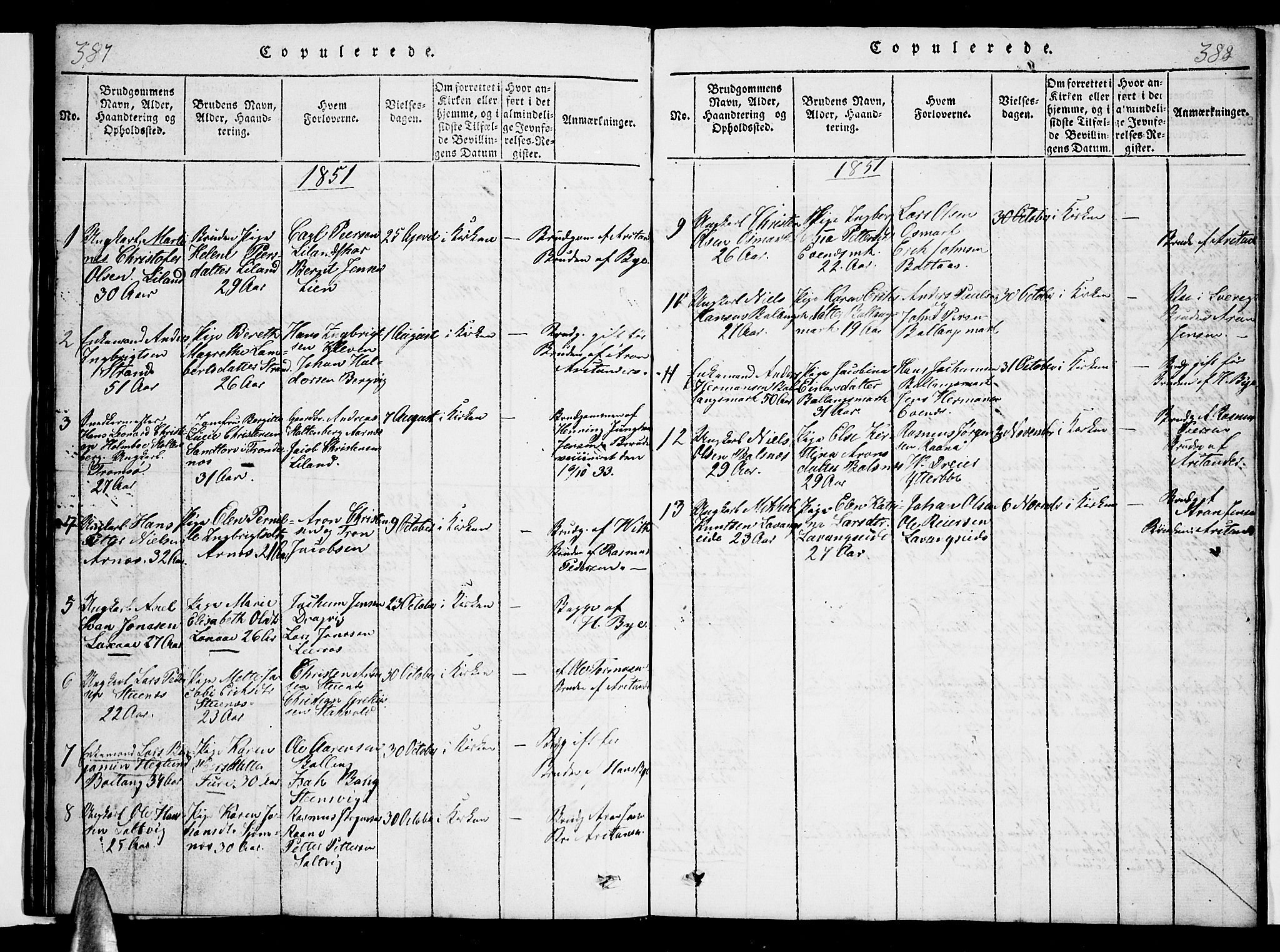 Ministerialprotokoller, klokkerbøker og fødselsregistre - Nordland, AV/SAT-A-1459/863/L0911: Klokkerbok nr. 863C01, 1821-1858, s. 387-388