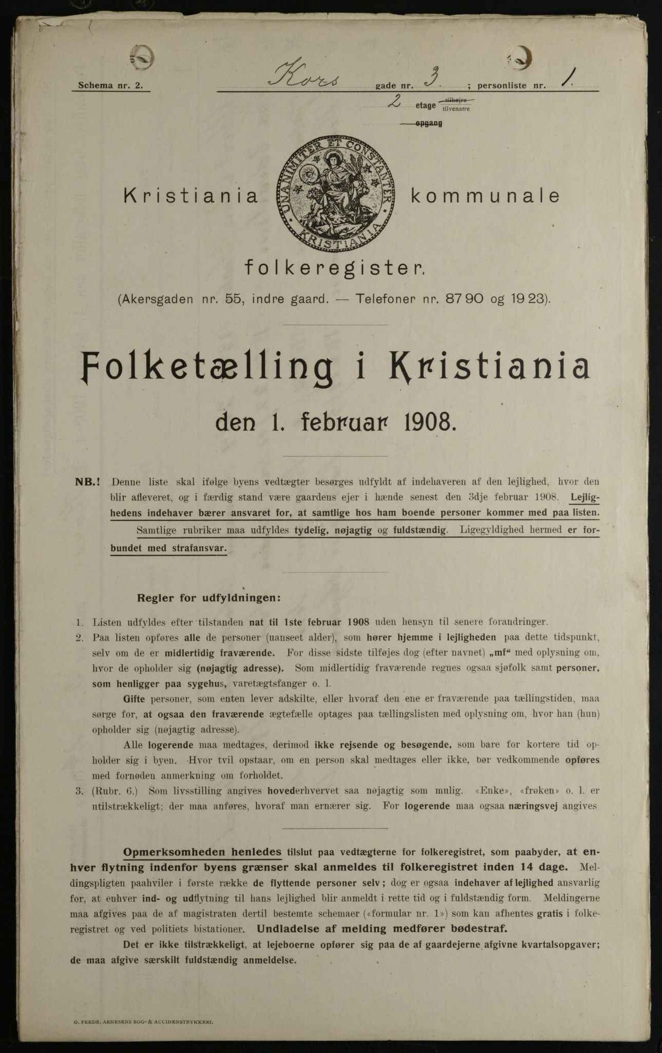 OBA, Kommunal folketelling 1.2.1908 for Kristiania kjøpstad, 1908, s. 47858