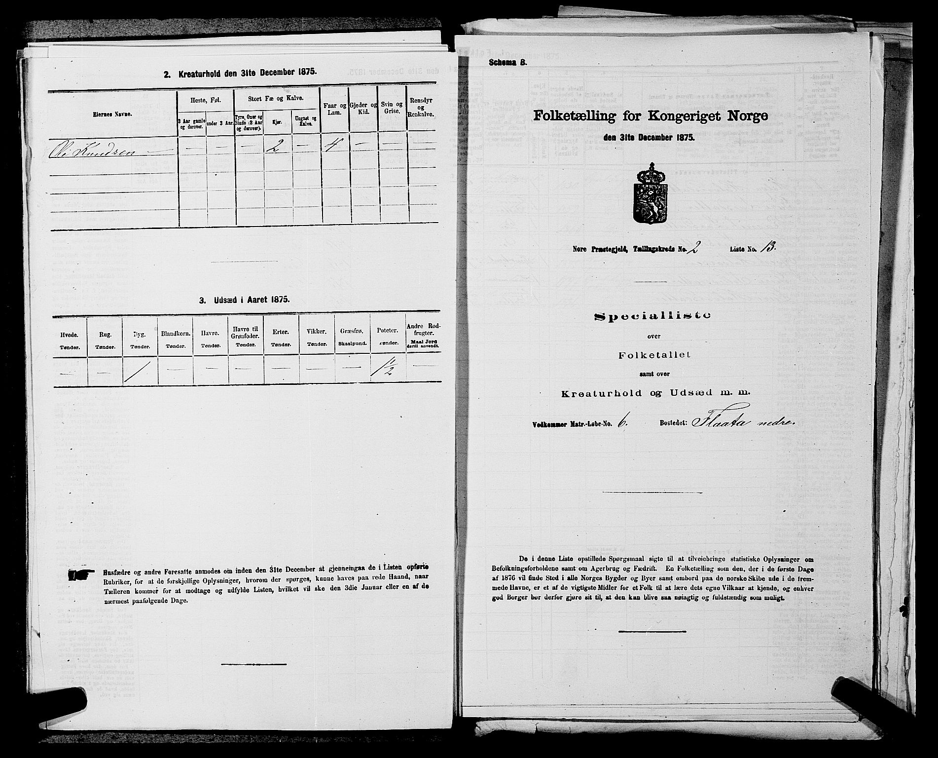 SAKO, Folketelling 1875 for 0633P Nore prestegjeld, 1875, s. 305