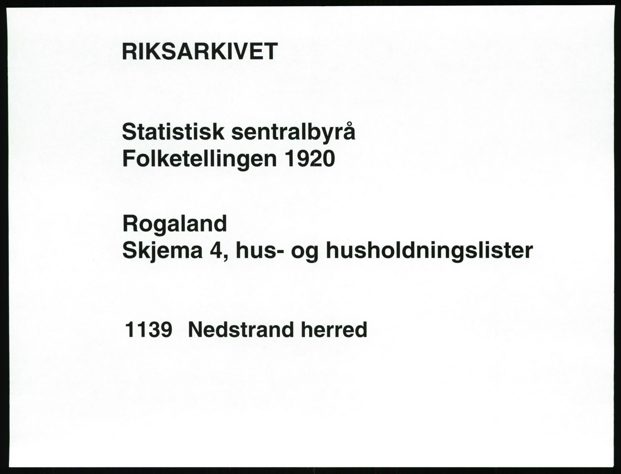 SAST, Folketelling 1920 for 1139 Nedstrand herred, 1920, s. 41