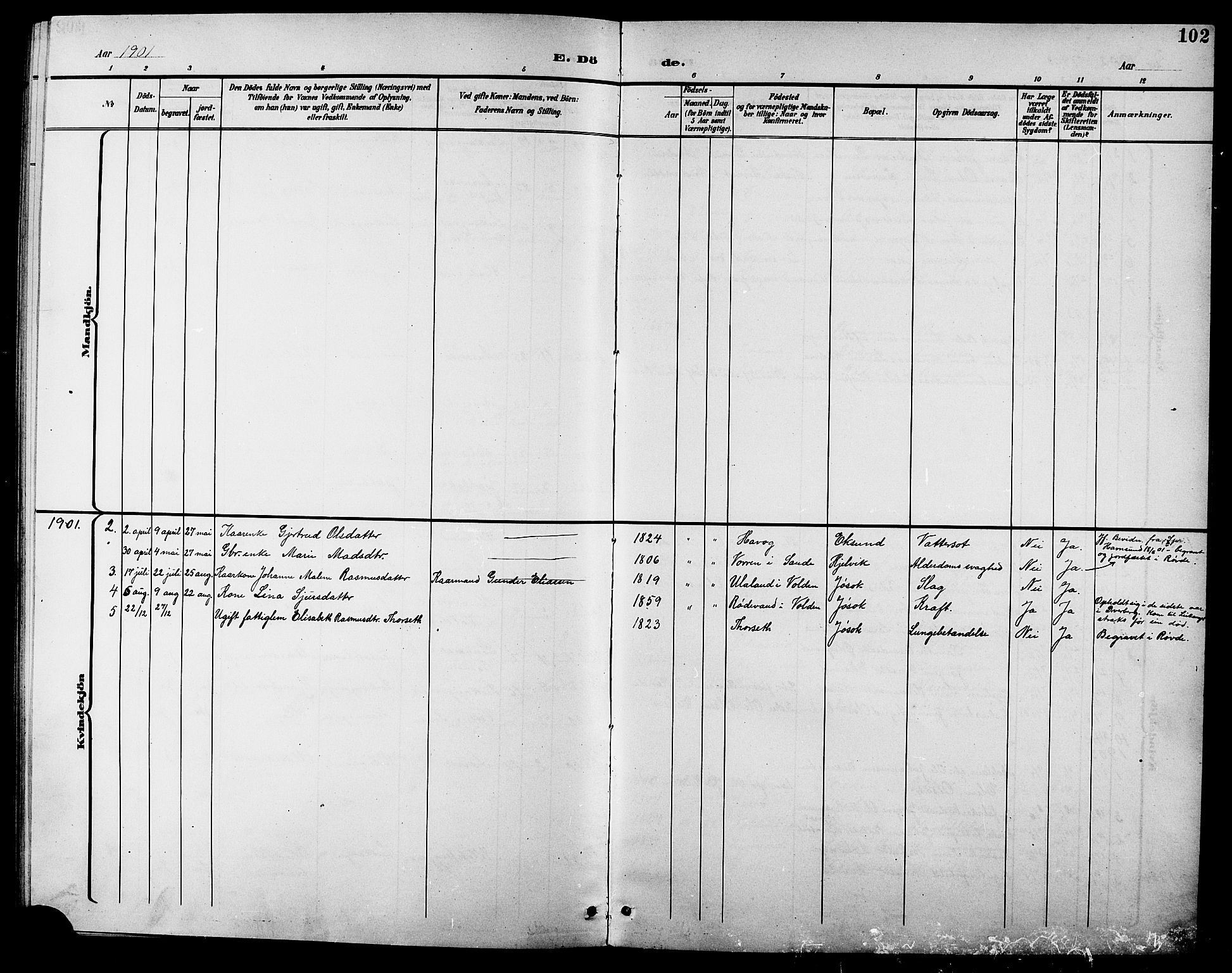 Ministerialprotokoller, klokkerbøker og fødselsregistre - Møre og Romsdal, SAT/A-1454/508/L0098: Klokkerbok nr. 508C02, 1898-1916, s. 102