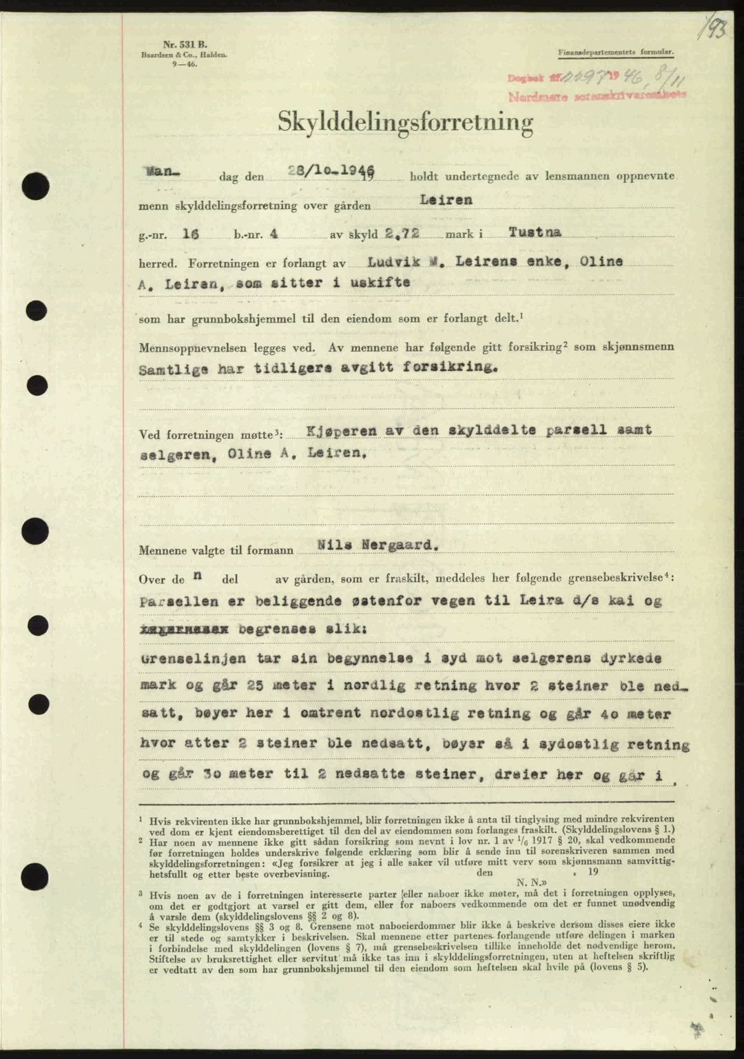 Nordmøre sorenskriveri, AV/SAT-A-4132/1/2/2Ca: Pantebok nr. A103, 1946-1947, Dagboknr: 2297/1946