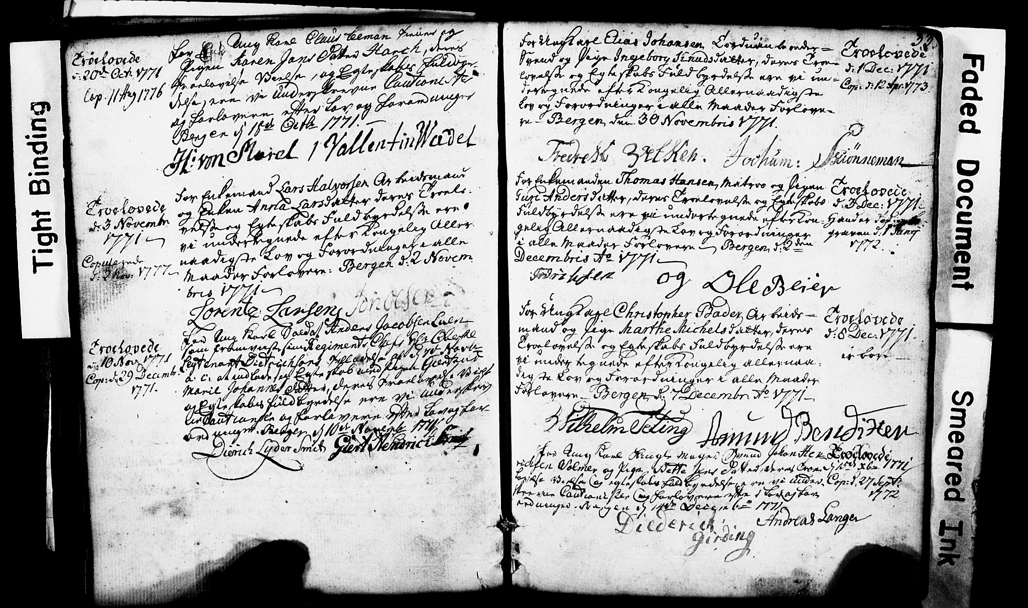 Domkirken sokneprestembete, SAB/A-74801: Forlovererklæringer nr. II.5.1, 1767-1792, s. 33