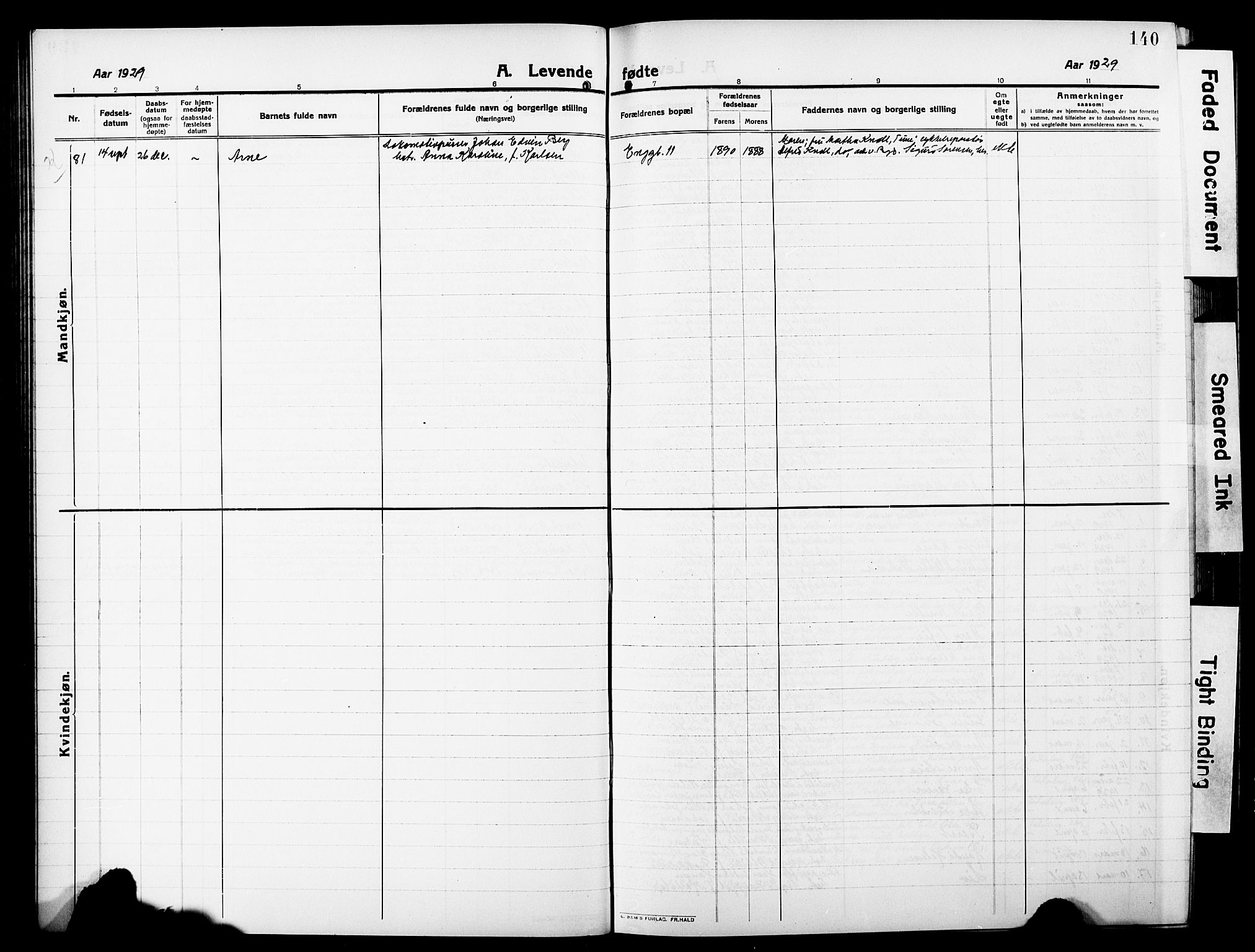 Sarpsborg prestekontor Kirkebøker, AV/SAO-A-2006/G/Ga/L0002: Klokkerbok nr. 2, 1912-1931, s. 140