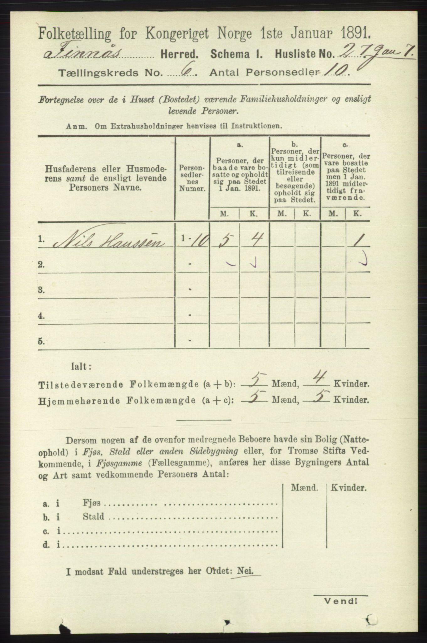 RA, Folketelling 1891 for 1218 Finnås herred, 1891, s. 2340