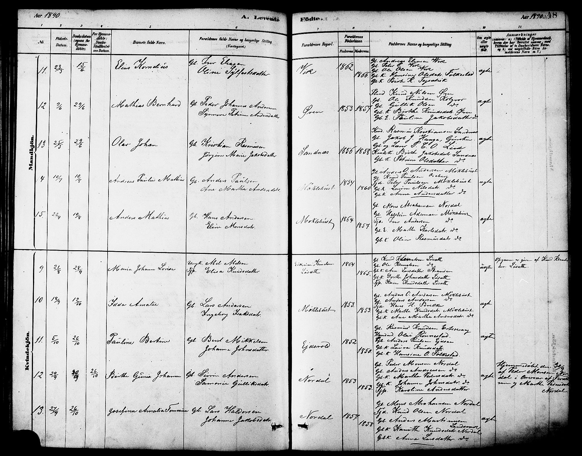 Ministerialprotokoller, klokkerbøker og fødselsregistre - Møre og Romsdal, AV/SAT-A-1454/502/L0027: Klokkerbok nr. 502C01, 1878-1908, s. 48