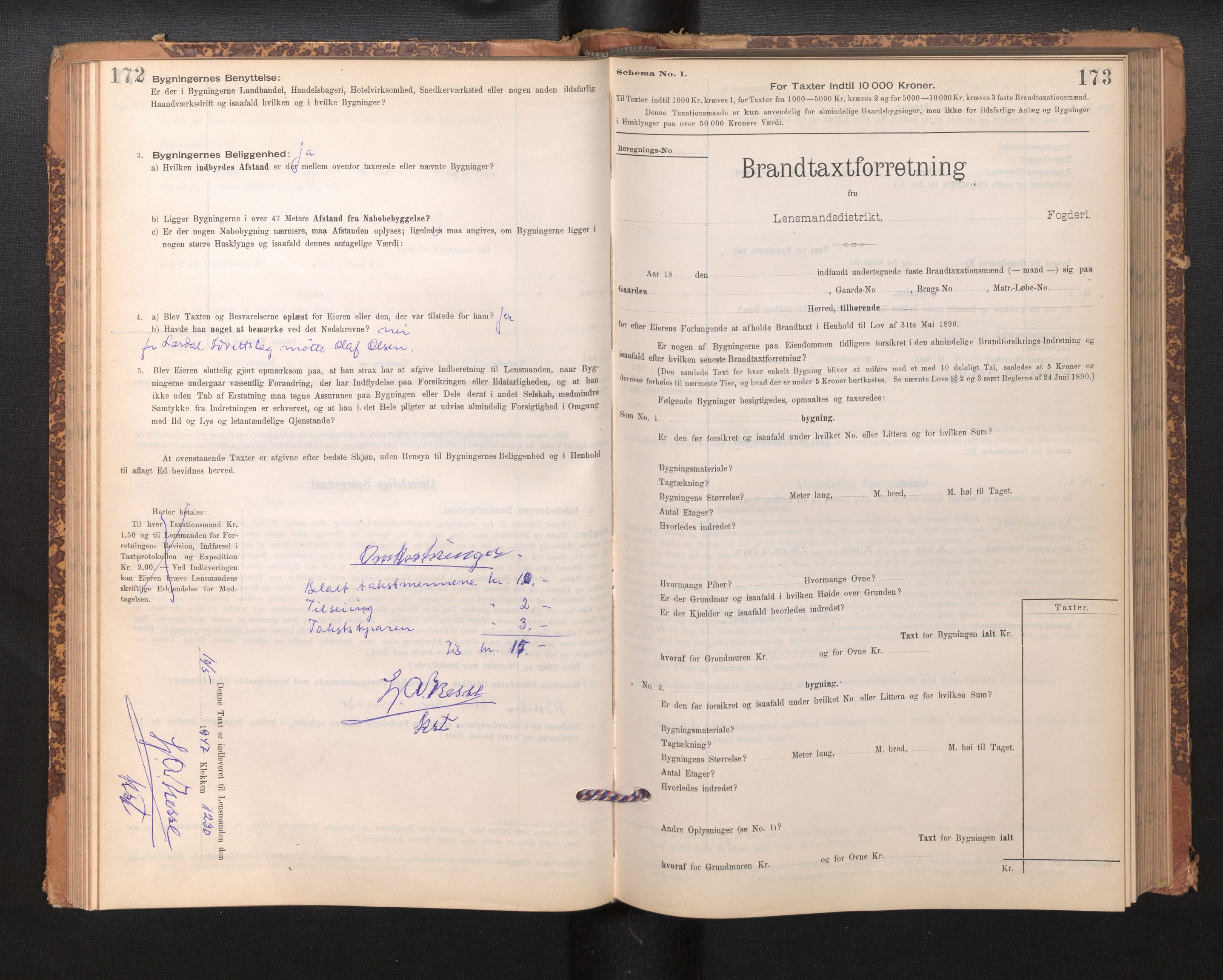 Lensmannen i Lærdal, AV/SAB-A-29401/0012/L0006: Branntakstprotokoll, skjematakst, 1896-1947, s. 172-173
