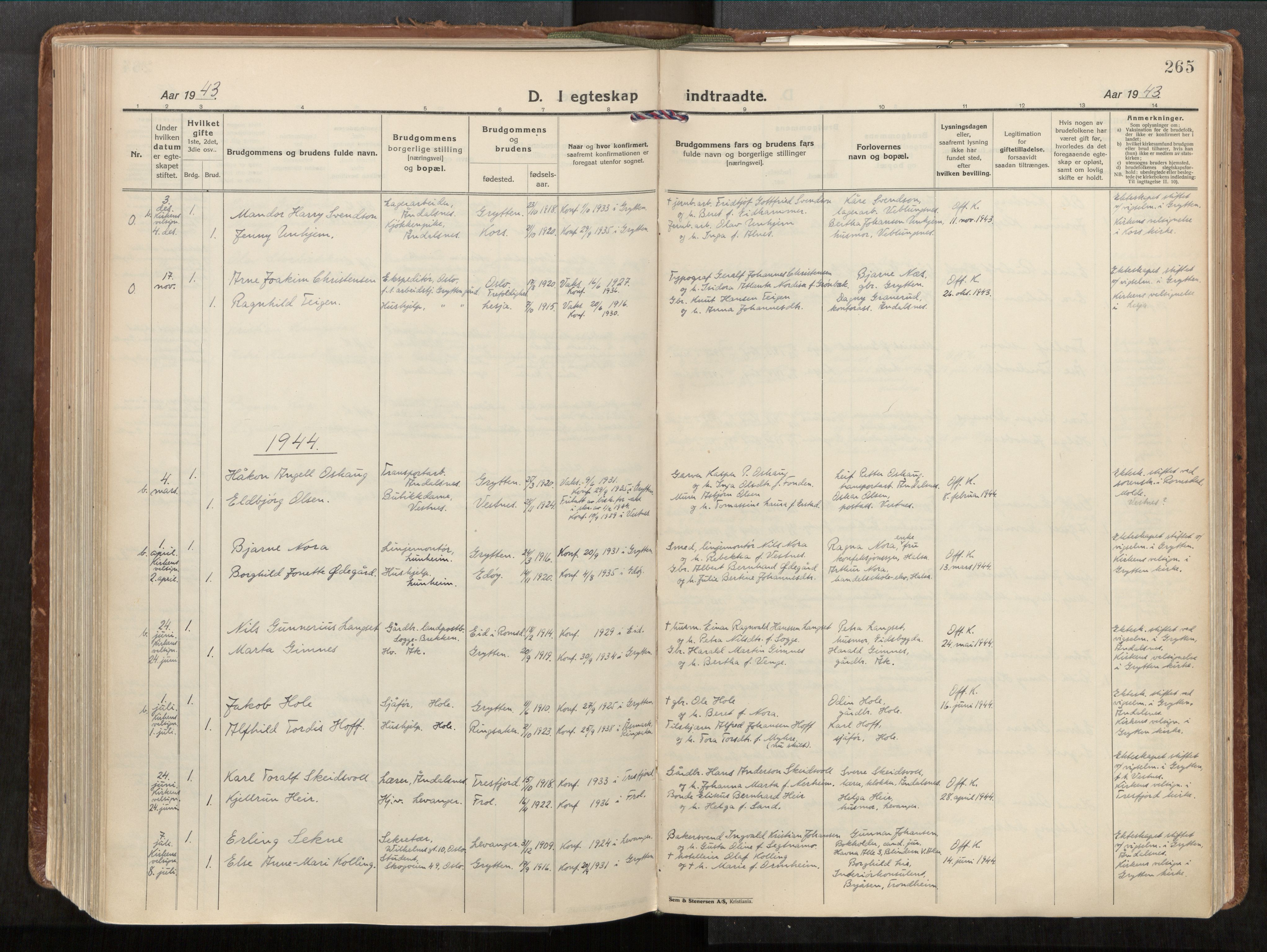 Ministerialprotokoller, klokkerbøker og fødselsregistre - Møre og Romsdal, AV/SAT-A-1454/544/L0587: Ministerialbok nr. 544A11, 1924-1954, s. 265