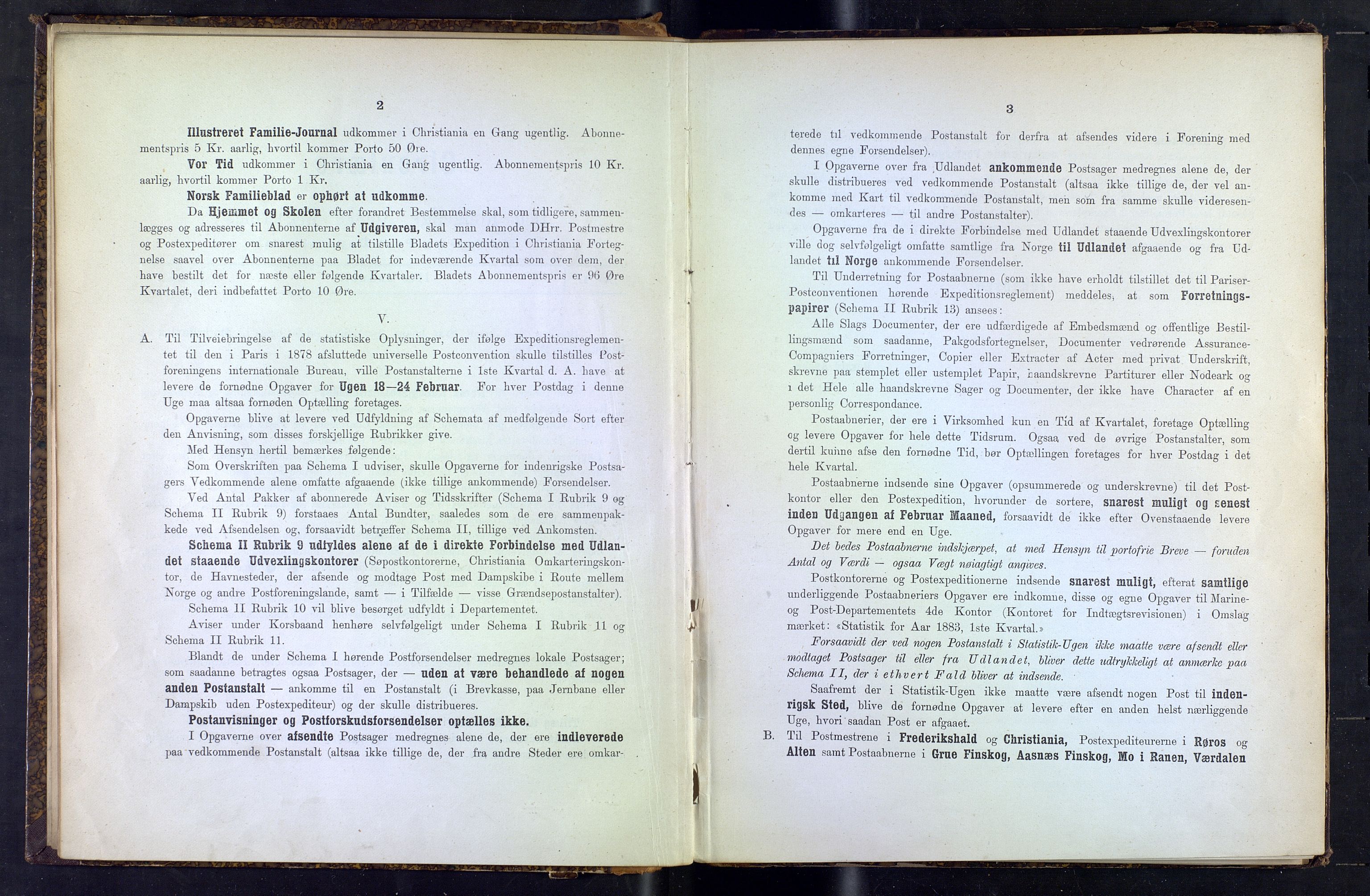 Norges Postmuseums bibliotek, NOPO/-/-/-: Sirkulærer fra Den Kongelige Norske Regjerings Marine- og Postdepartement, 1883