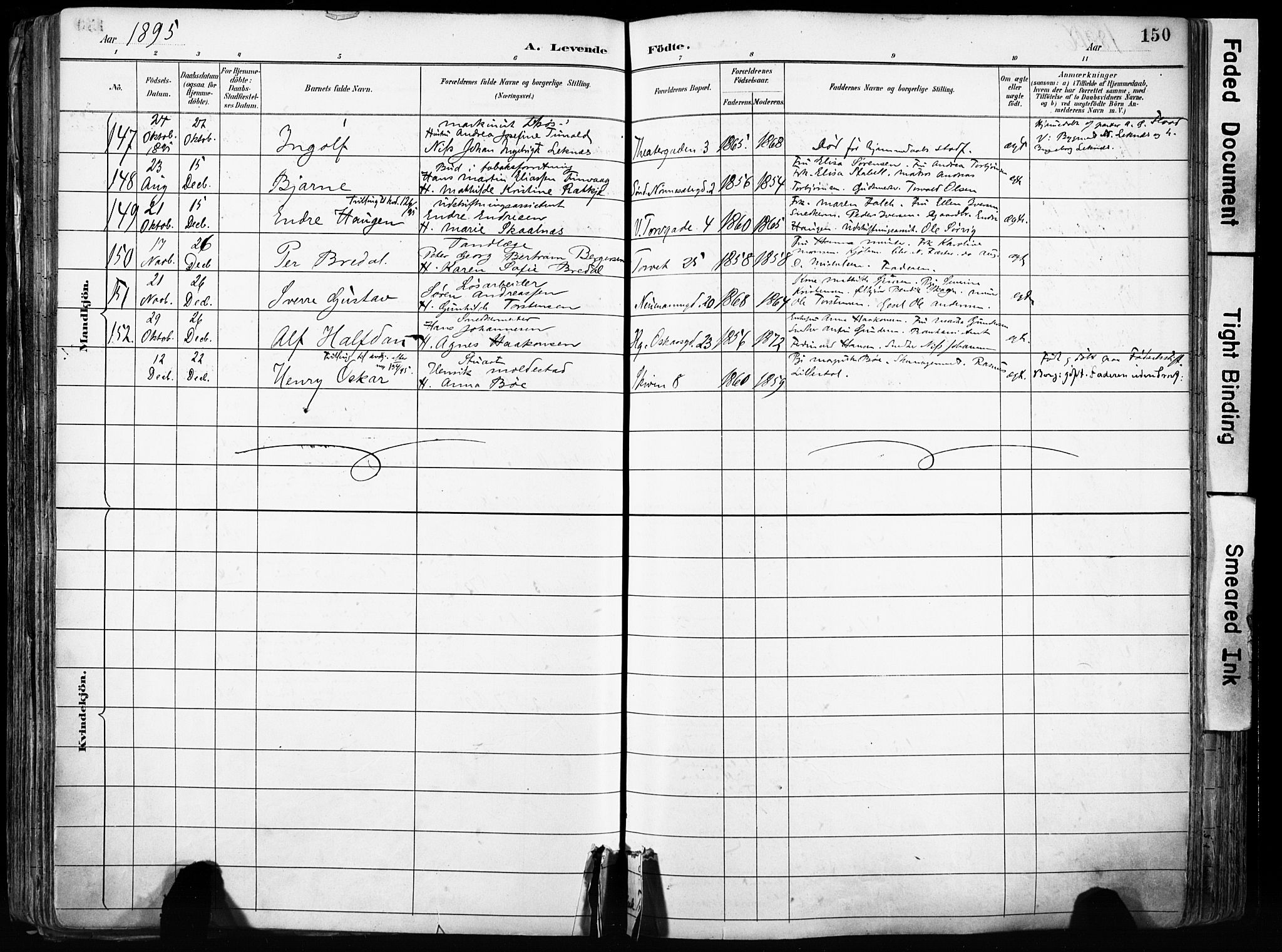 Domkirken sokneprestembete, SAB/A-74801/H/Haa/L0024: Ministerialbok nr. B 7, 1888-1903, s. 150