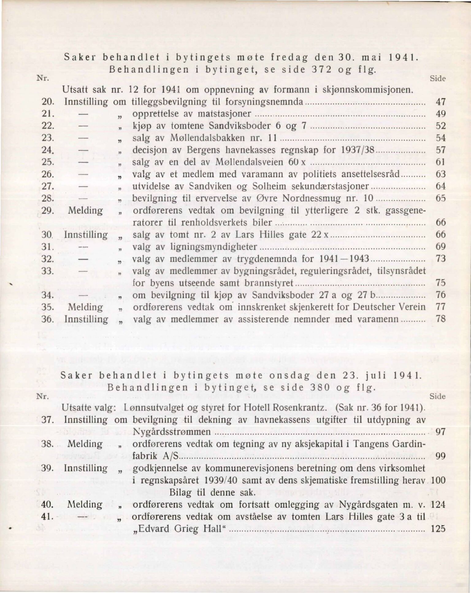 Bergen kommune. Formannskapet, BBA/A-0003/Ad/L0142: Bergens Kommuneforhandlinger, bind I, 1941