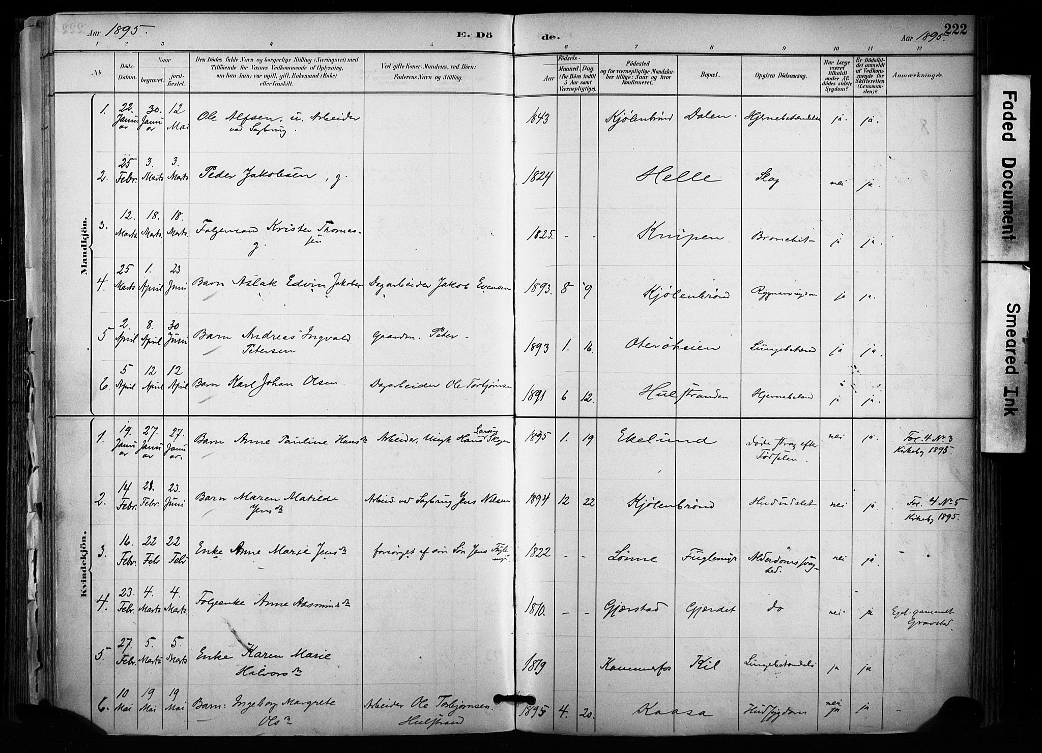 Sannidal kirkebøker, AV/SAKO-A-296/F/Fa/L0015: Ministerialbok nr. 15, 1884-1899, s. 222