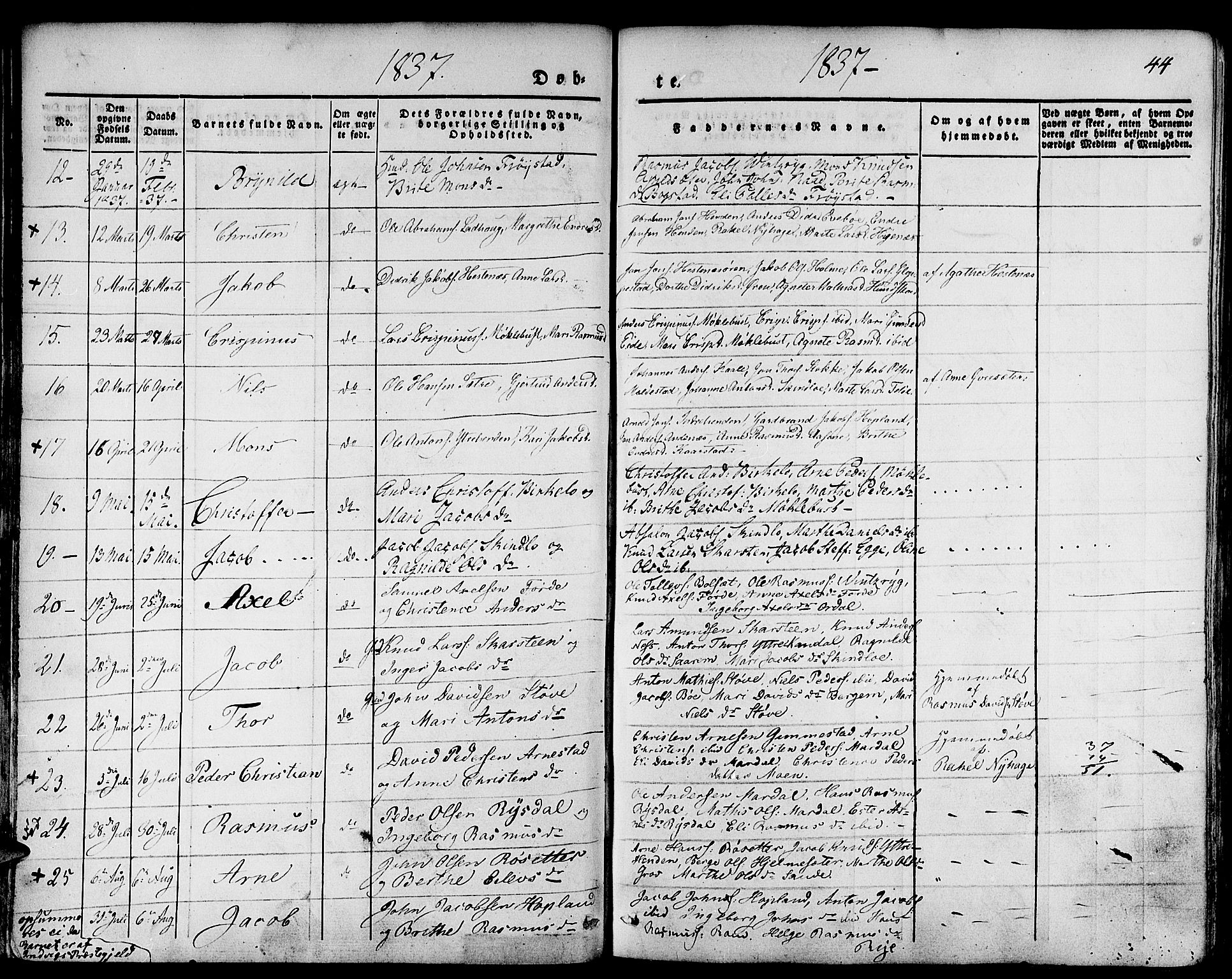 Gloppen sokneprestembete, AV/SAB-A-80101/H/Haa/Haaa/L0007: Ministerialbok nr. A 7, 1827-1837, s. 44