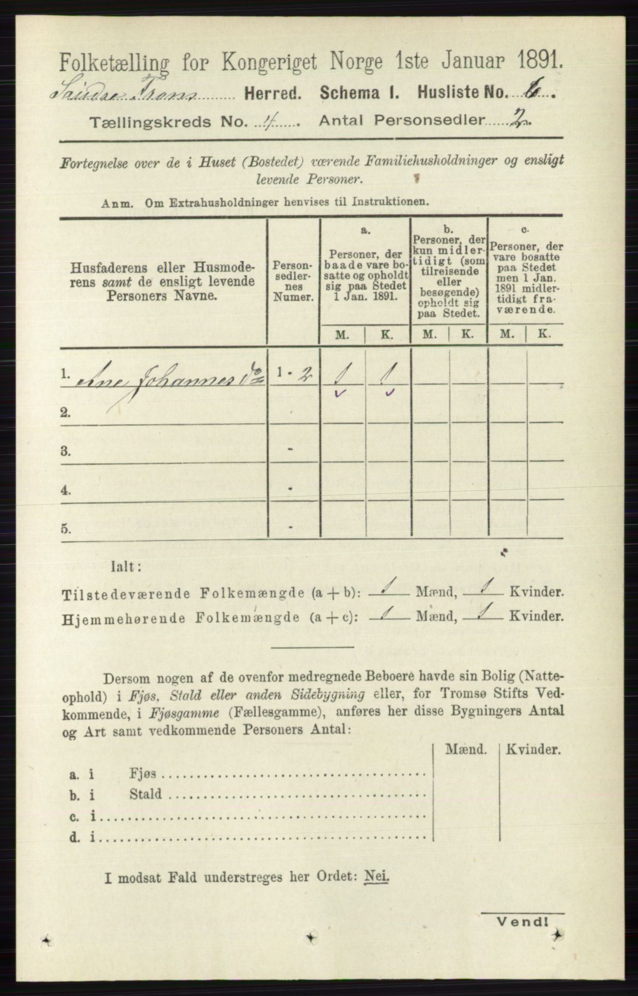 RA, Folketelling 1891 for 0519 Sør-Fron herred, 1891, s. 1317