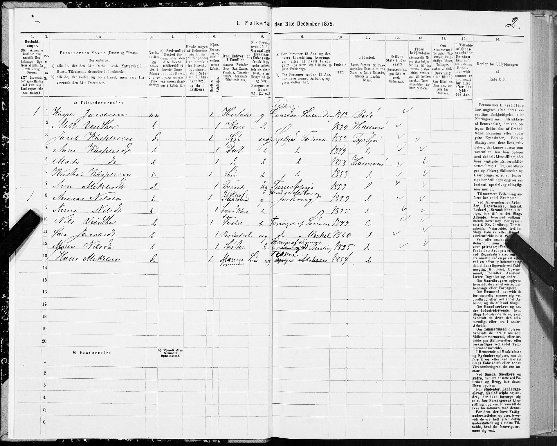 SAT, Folketelling 1875 for 1849P Hamarøy prestegjeld, 1875, s. 1002