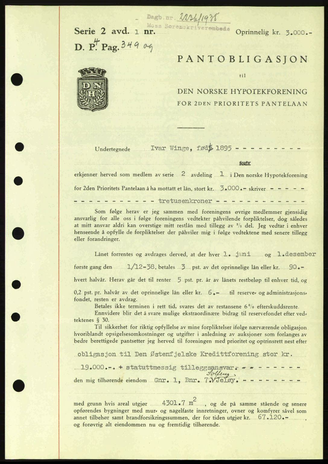 Moss sorenskriveri, SAO/A-10168: Pantebok nr. B6, 1938-1938, Dagboknr: 2236/1938
