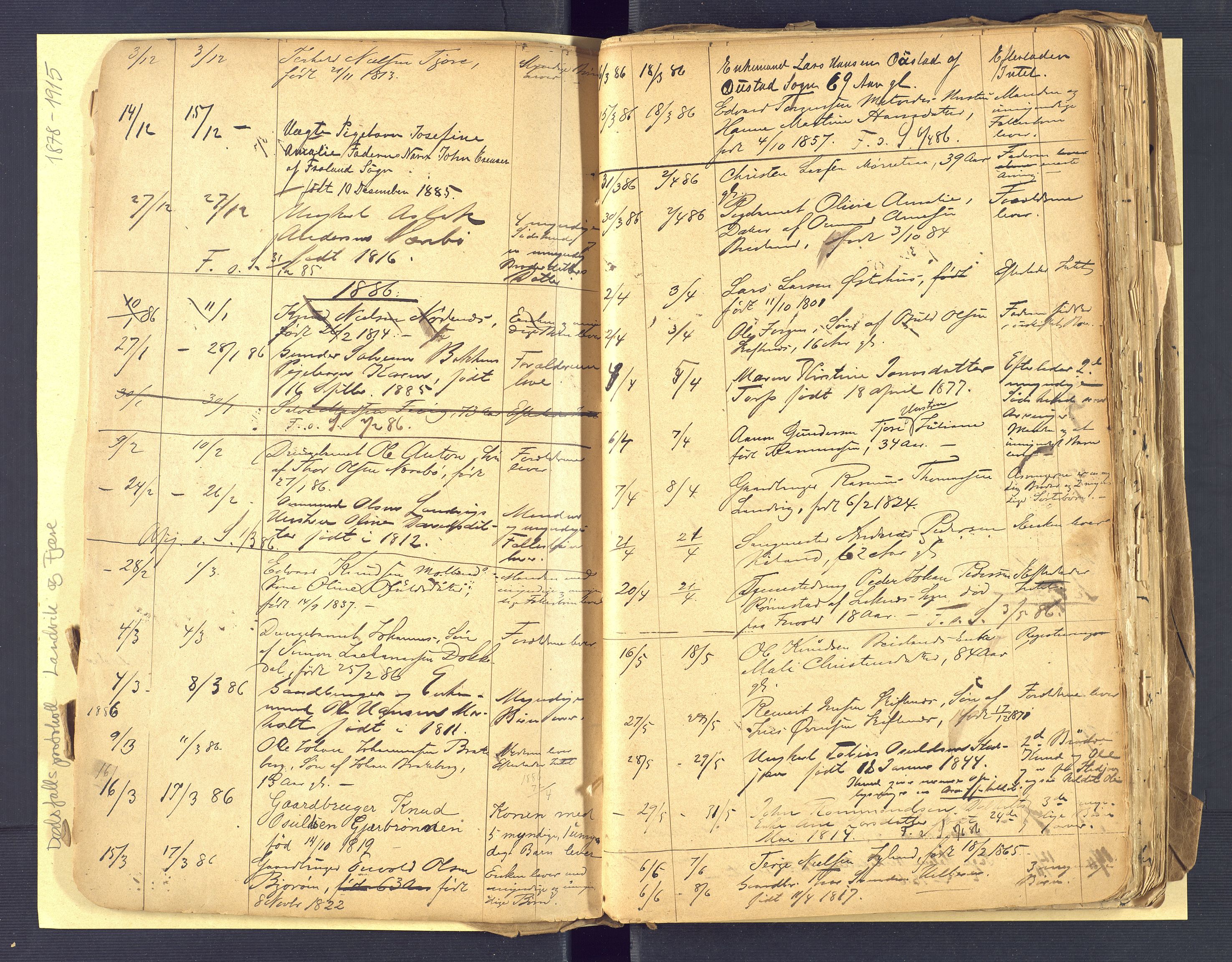 Landvik og Fjære lensmannskontor, AV/SAK-1241-0027/F/Fe/L0001: Dødsfallsprotokoll Landvik og Fjære nr 137, 1878-1915