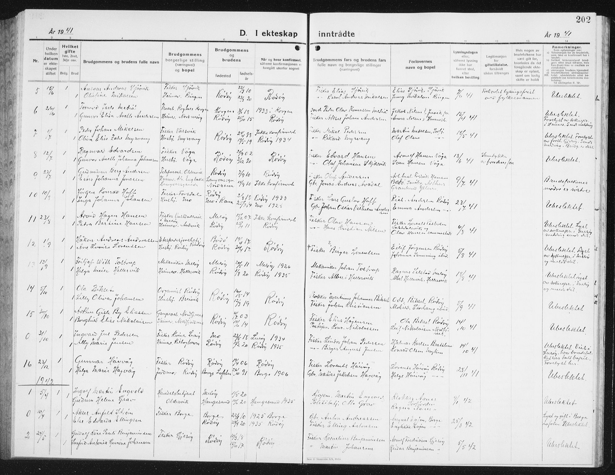 Ministerialprotokoller, klokkerbøker og fødselsregistre - Nordland, AV/SAT-A-1459/841/L0622: Klokkerbok nr. 841C06, 1924-1942, s. 202