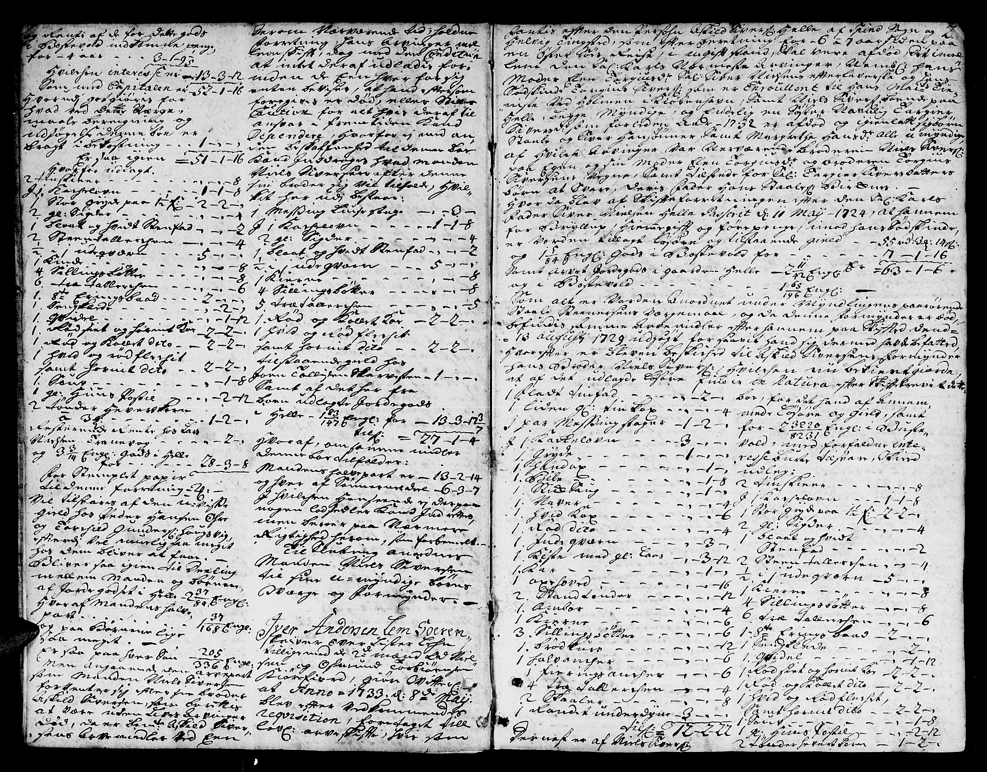 Lister sorenskriveri, AV/SAK-1221-0003/H/Hc/L0023: Skifteprotokoll nr 23 med register, 1733-1735, s. 1b-2a