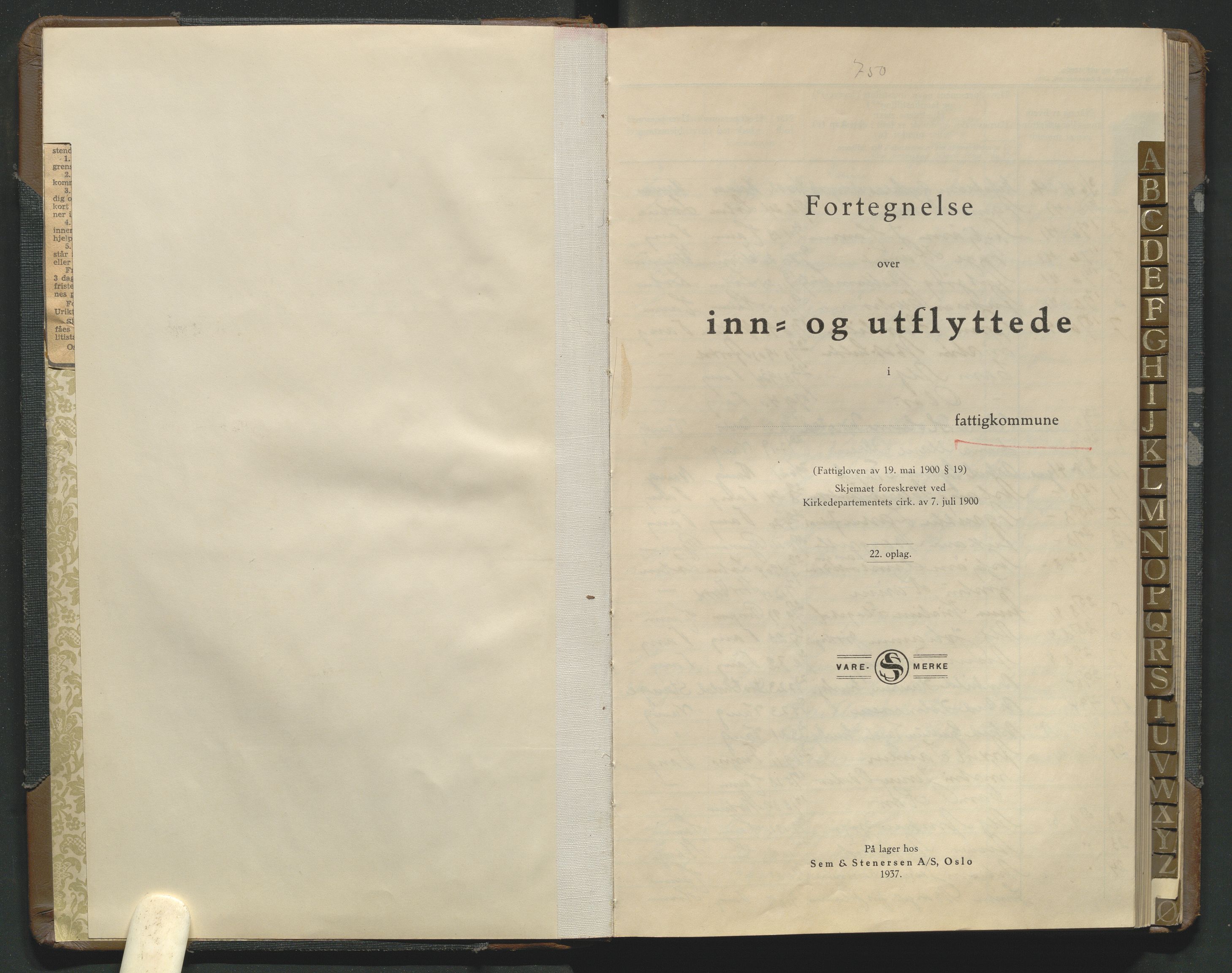 Vang, Hedmark, lensmannskontor, AV/SAH-LHV-018/N/Na/L0007: Protokoll over inn- og utflyttede, 1941-1943