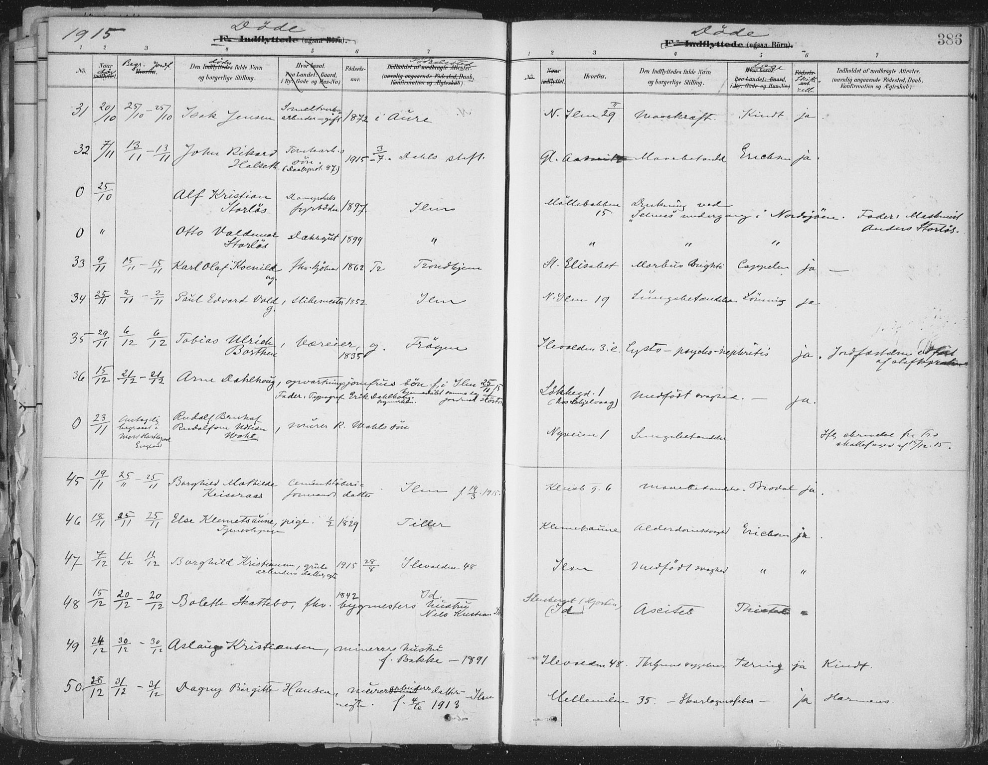 Ministerialprotokoller, klokkerbøker og fødselsregistre - Sør-Trøndelag, SAT/A-1456/603/L0167: Ministerialbok nr. 603A06, 1896-1932, s. 386