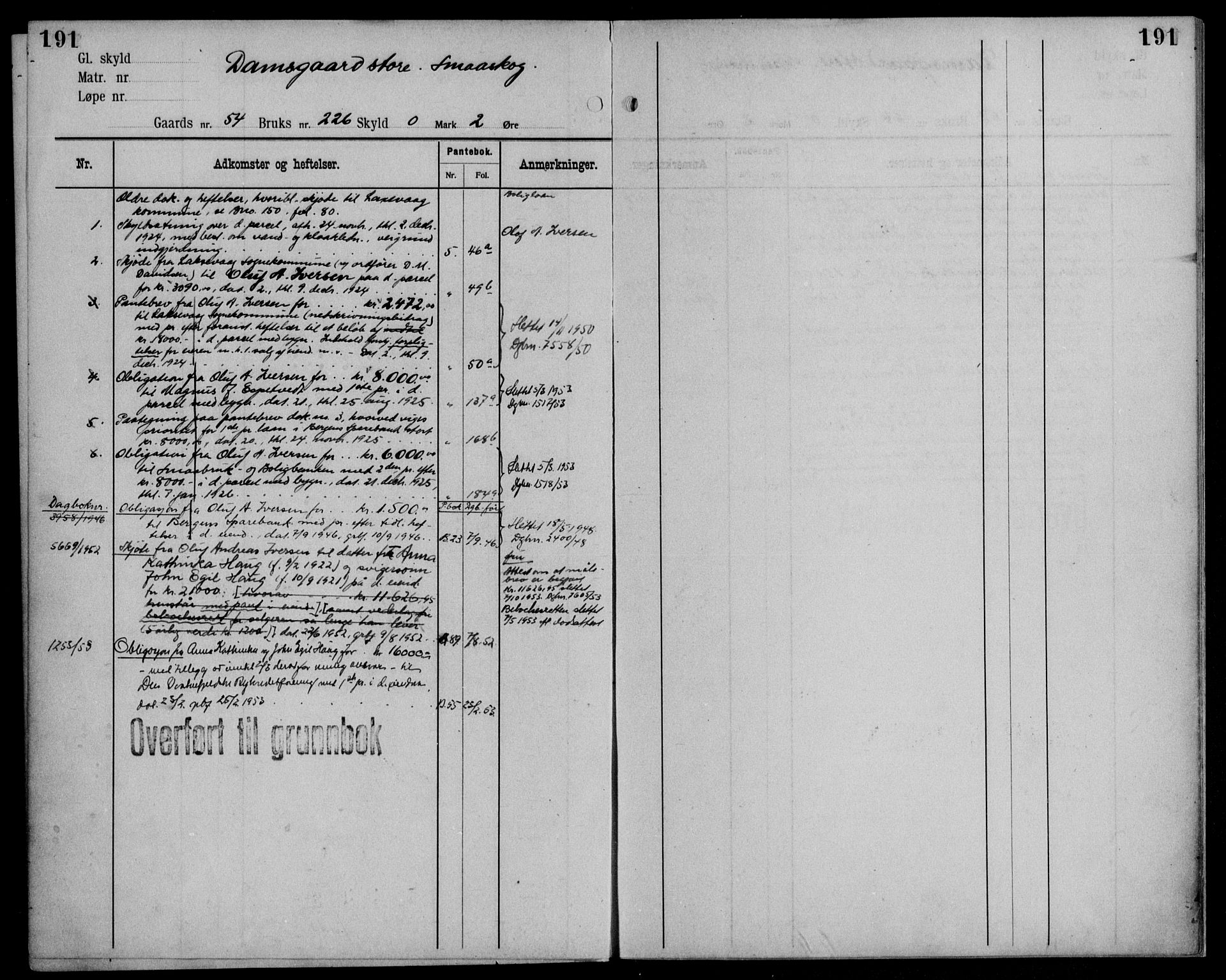 Midhordland sorenskriveri, AV/SAB-A-3001/1/G/Ga/Gab/L0115: Panteregister nr. II.A.b.115, s. 191