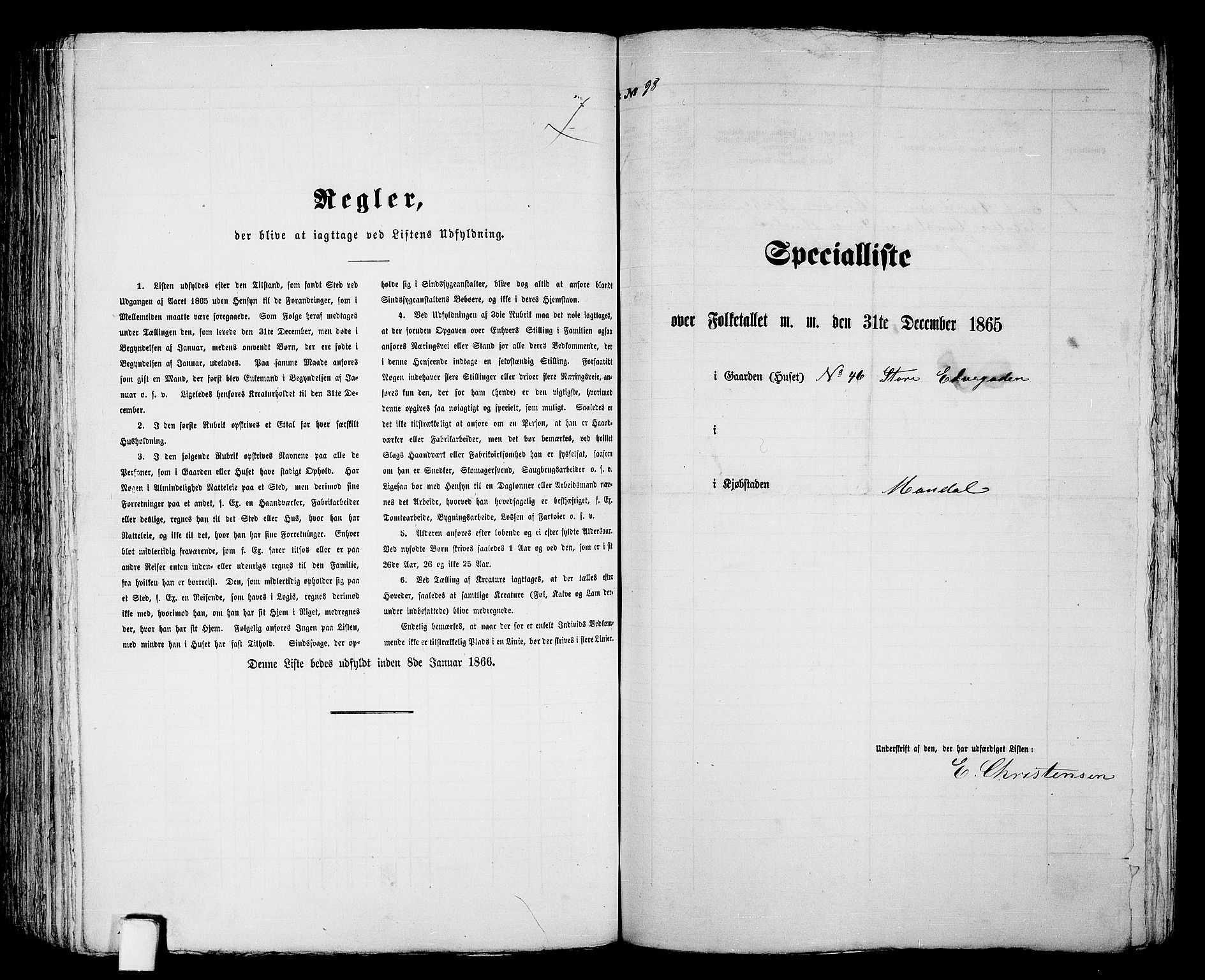 RA, Folketelling 1865 for 1002B Mandal prestegjeld, Mandal ladested, 1865, s. 198