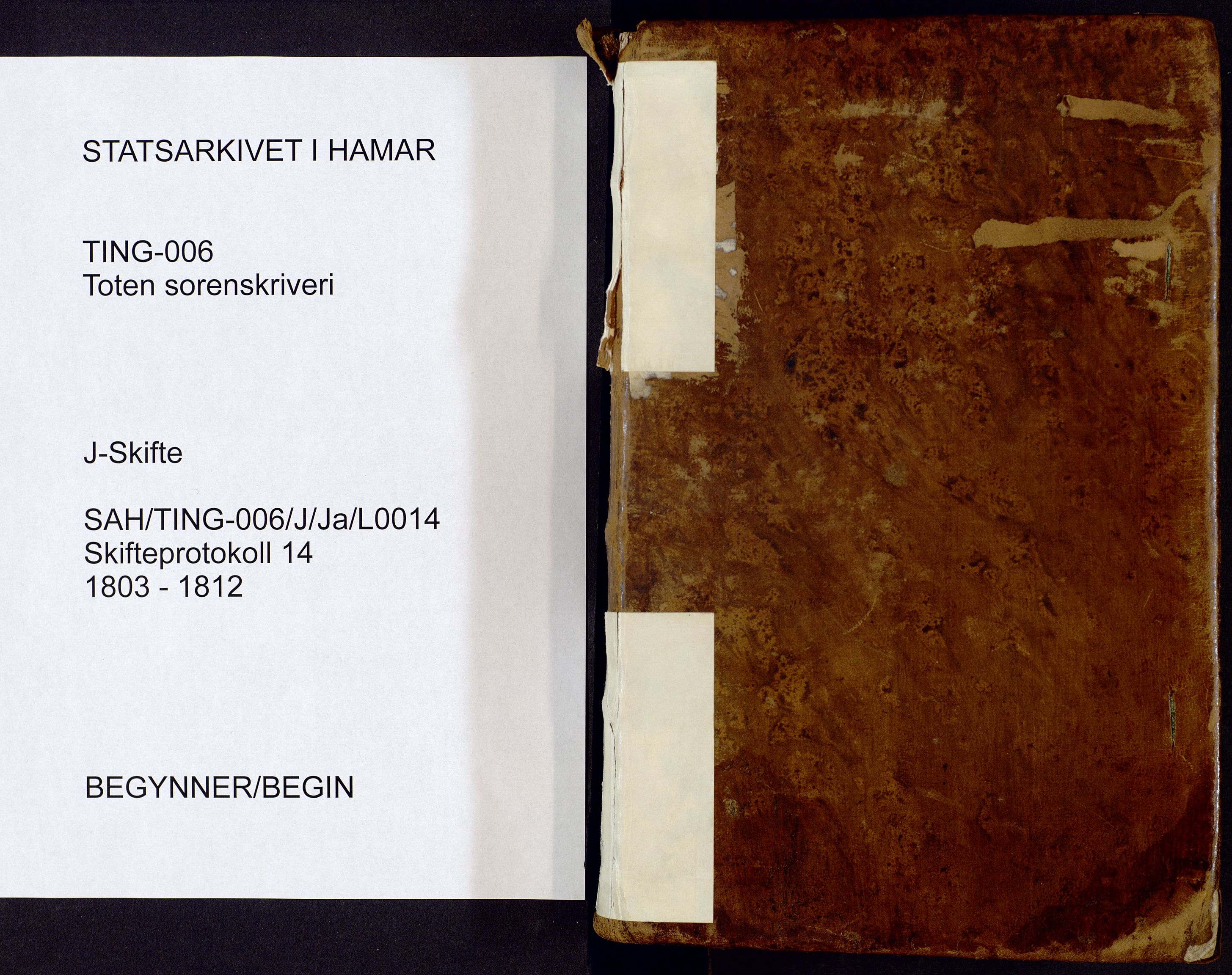 Toten tingrett, SAH/TING-006/J/Ja/L0014: Skifte- og registreringsprotokoll, 1803-1812