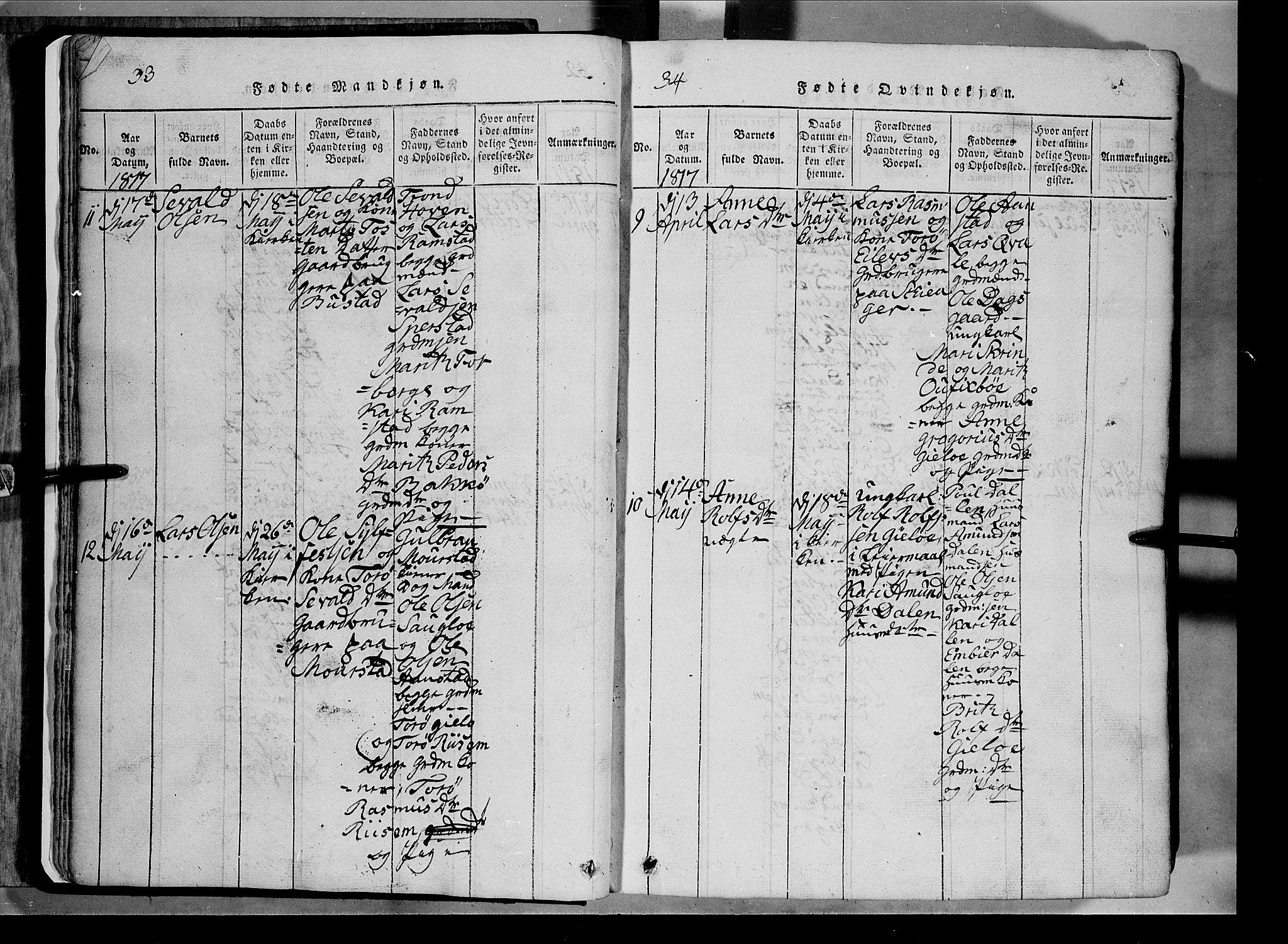 Lom prestekontor, AV/SAH-PREST-070/L/L0003: Klokkerbok nr. 3, 1815-1844, s. 33-34