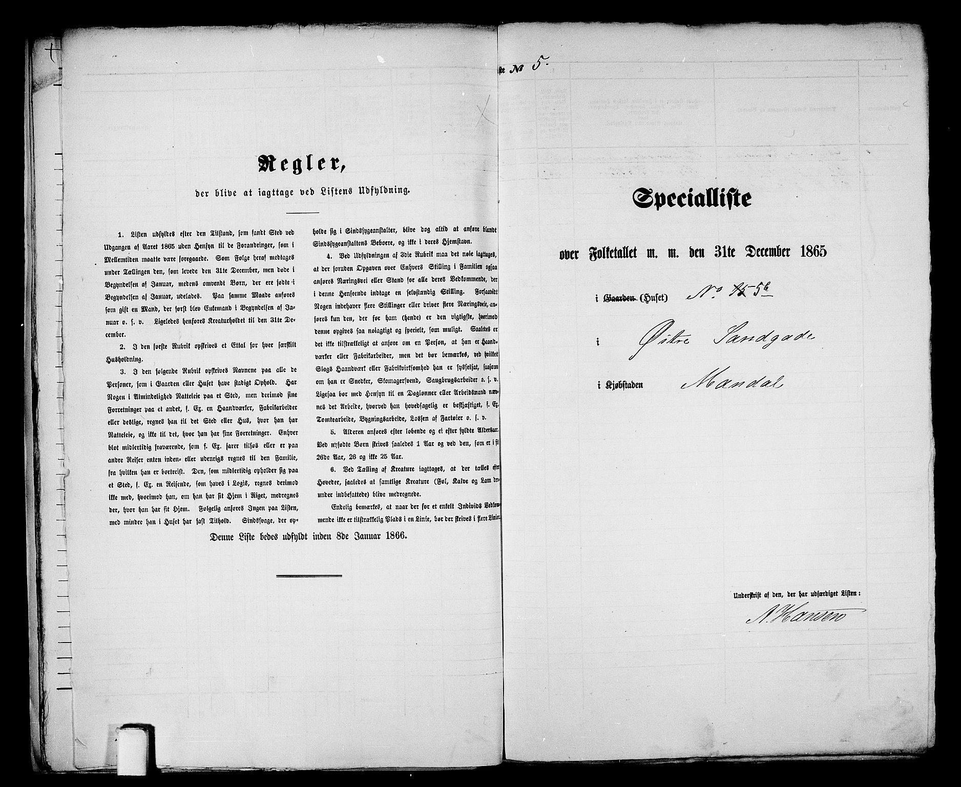 RA, Folketelling 1865 for 1002B Mandal prestegjeld, Mandal ladested, 1865, s. 18