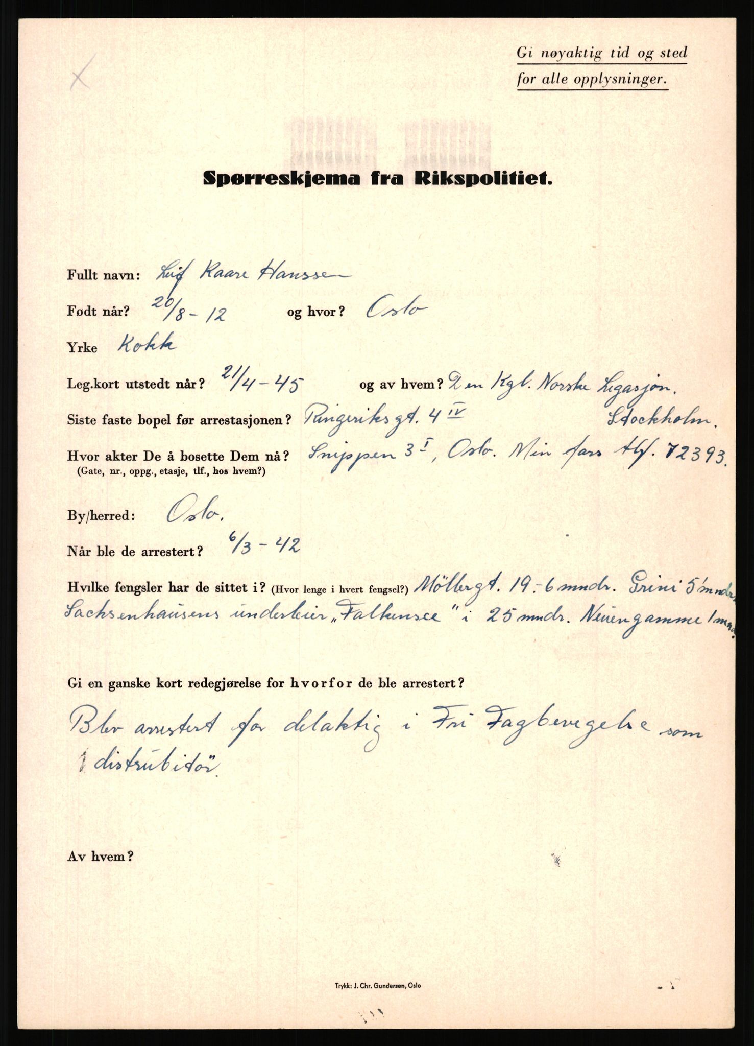 Rikspolitisjefen, AV/RA-S-1560/L/L0006: Hansen, Adolf Boye - Hemstad, Gunnar, 1940-1945, s. 366