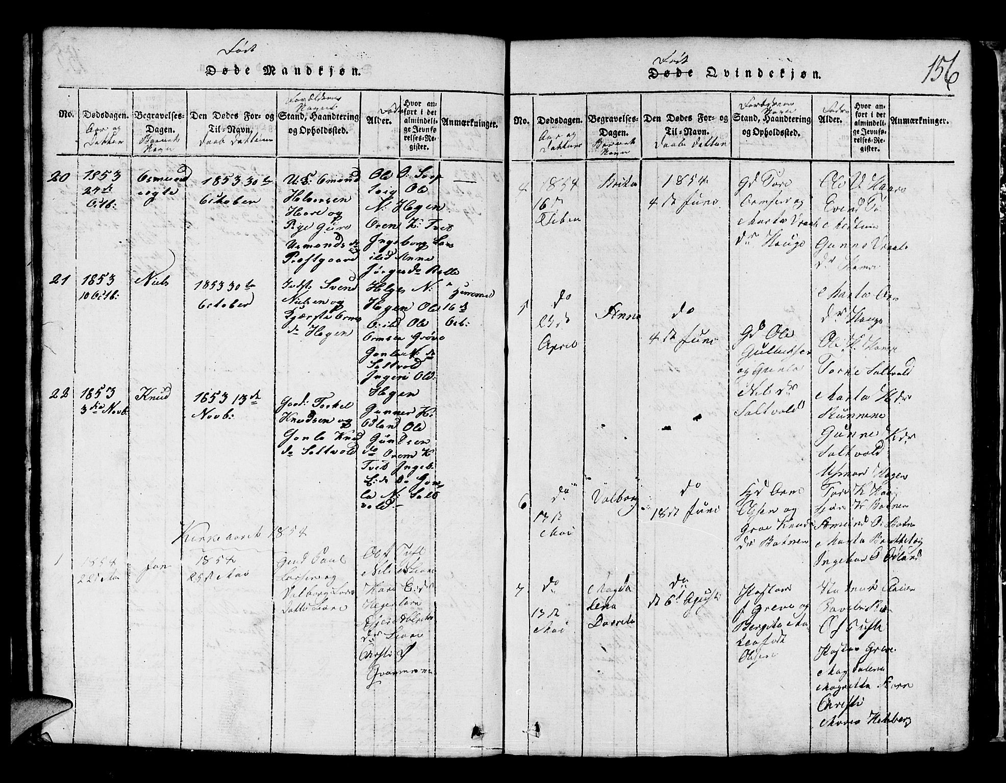 Røldal sokneprestembete, SAB/A-100247: Klokkerbok nr. A 1, 1817-1860, s. 156