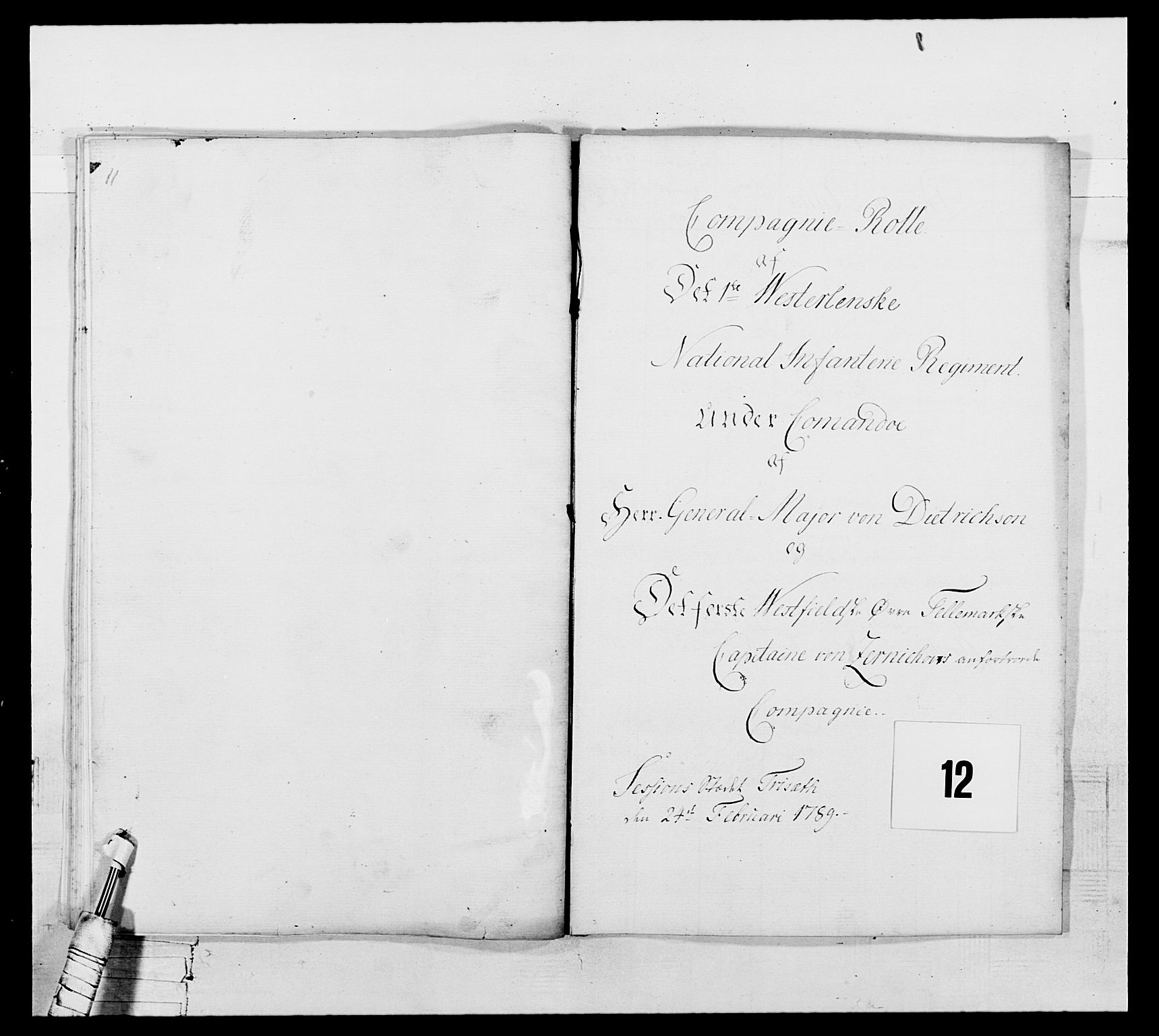 Generalitets- og kommissariatskollegiet, Det kongelige norske kommissariatskollegium, AV/RA-EA-5420/E/Eh/L0104: 1. Vesterlenske nasjonale infanteriregiment, 1789, s. 339