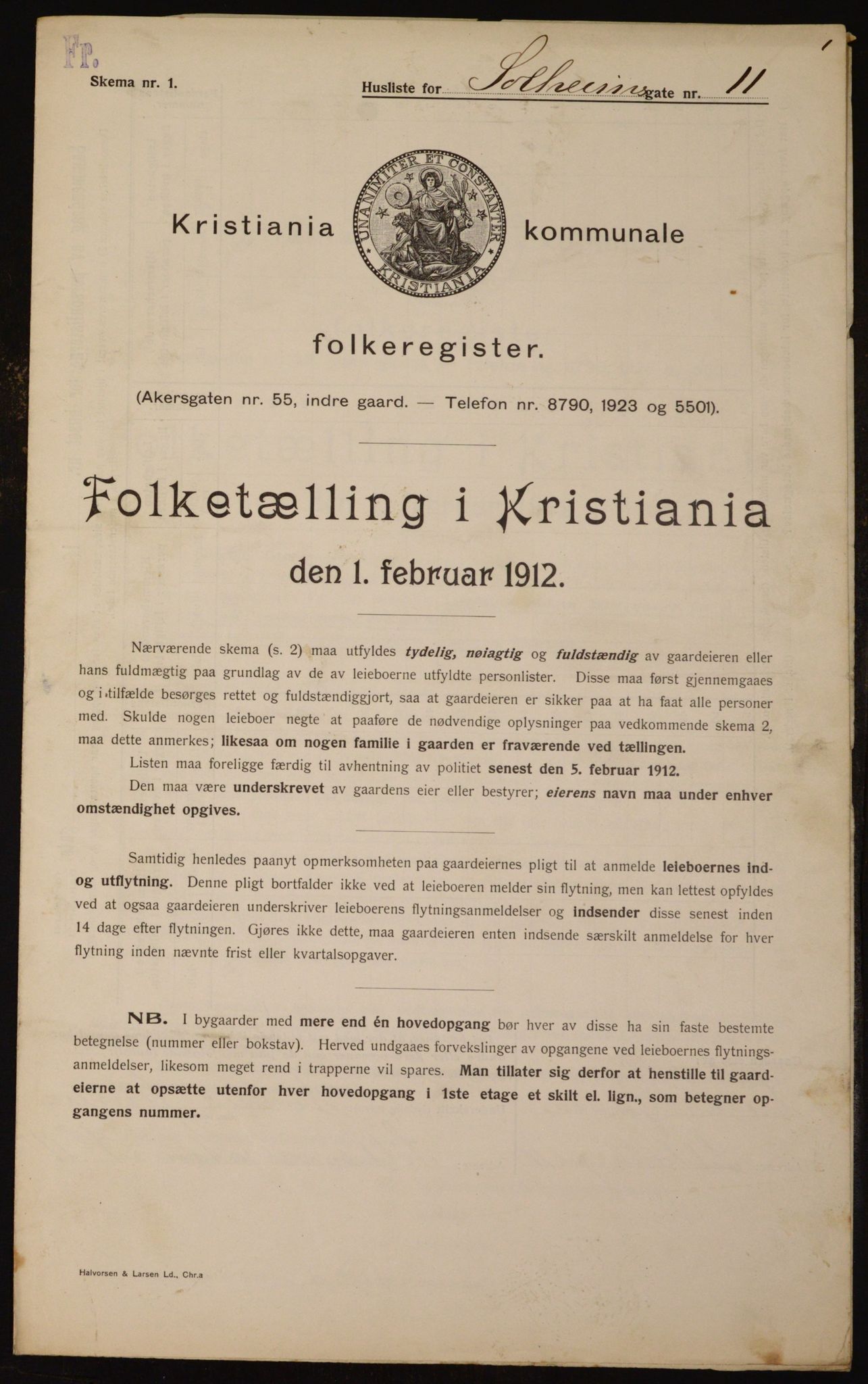 OBA, Kommunal folketelling 1.2.1912 for Kristiania, 1912, s. 99930