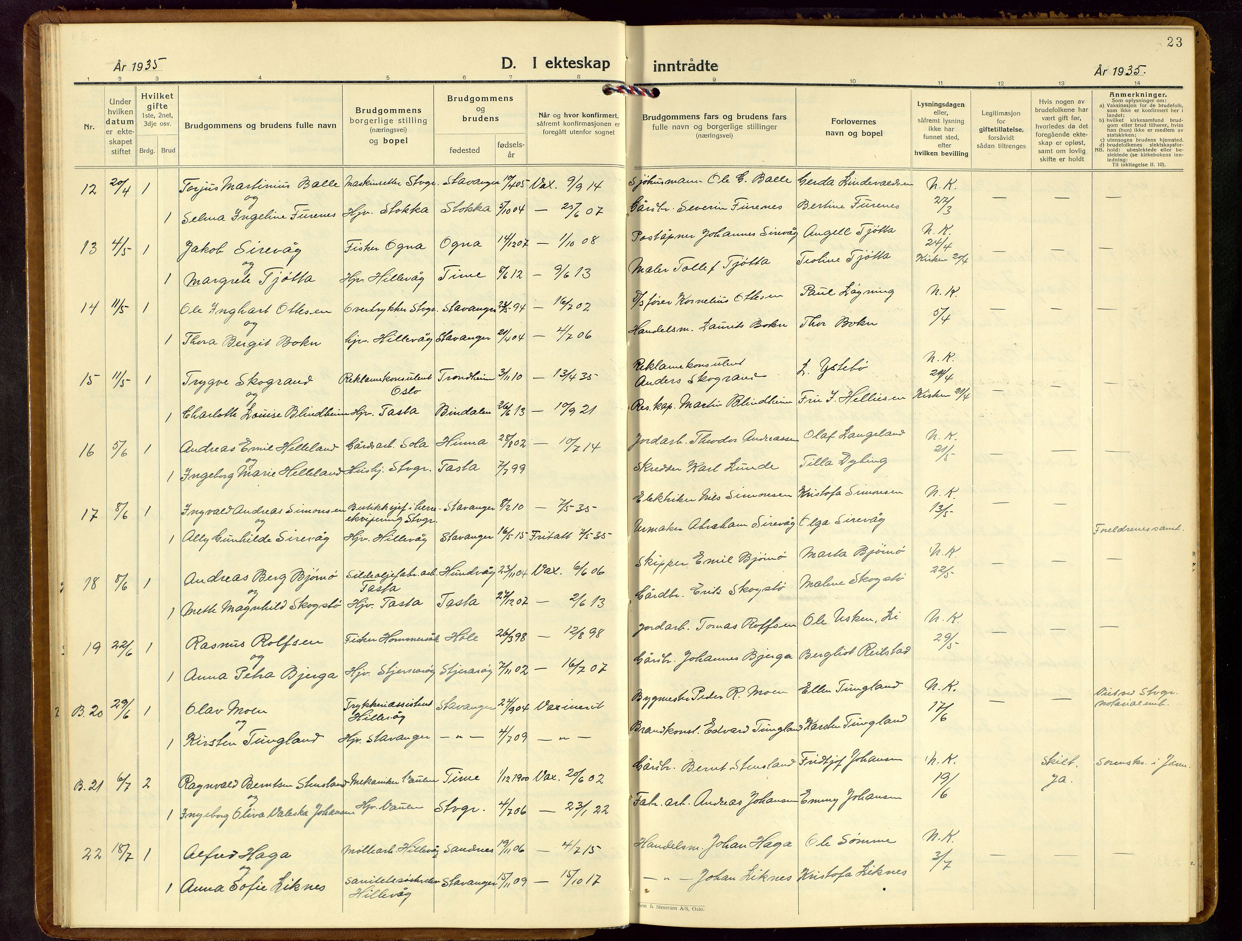 Hetland sokneprestkontor, AV/SAST-A-101826/30/30BB/L0013: Klokkerbok nr. B 13, 1931-1952, s. 23