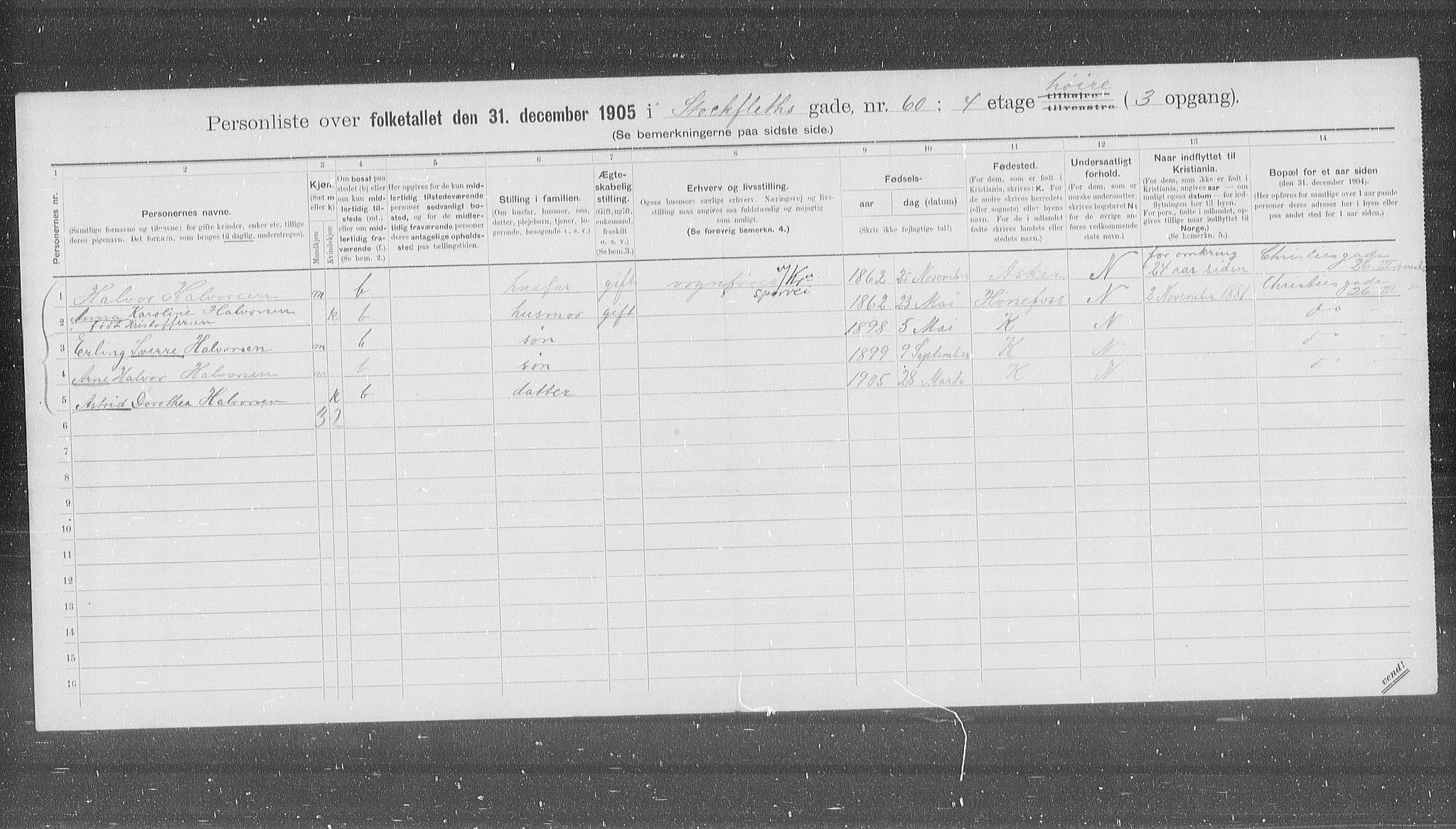 OBA, Kommunal folketelling 31.12.1905 for Kristiania kjøpstad, 1905, s. 53503
