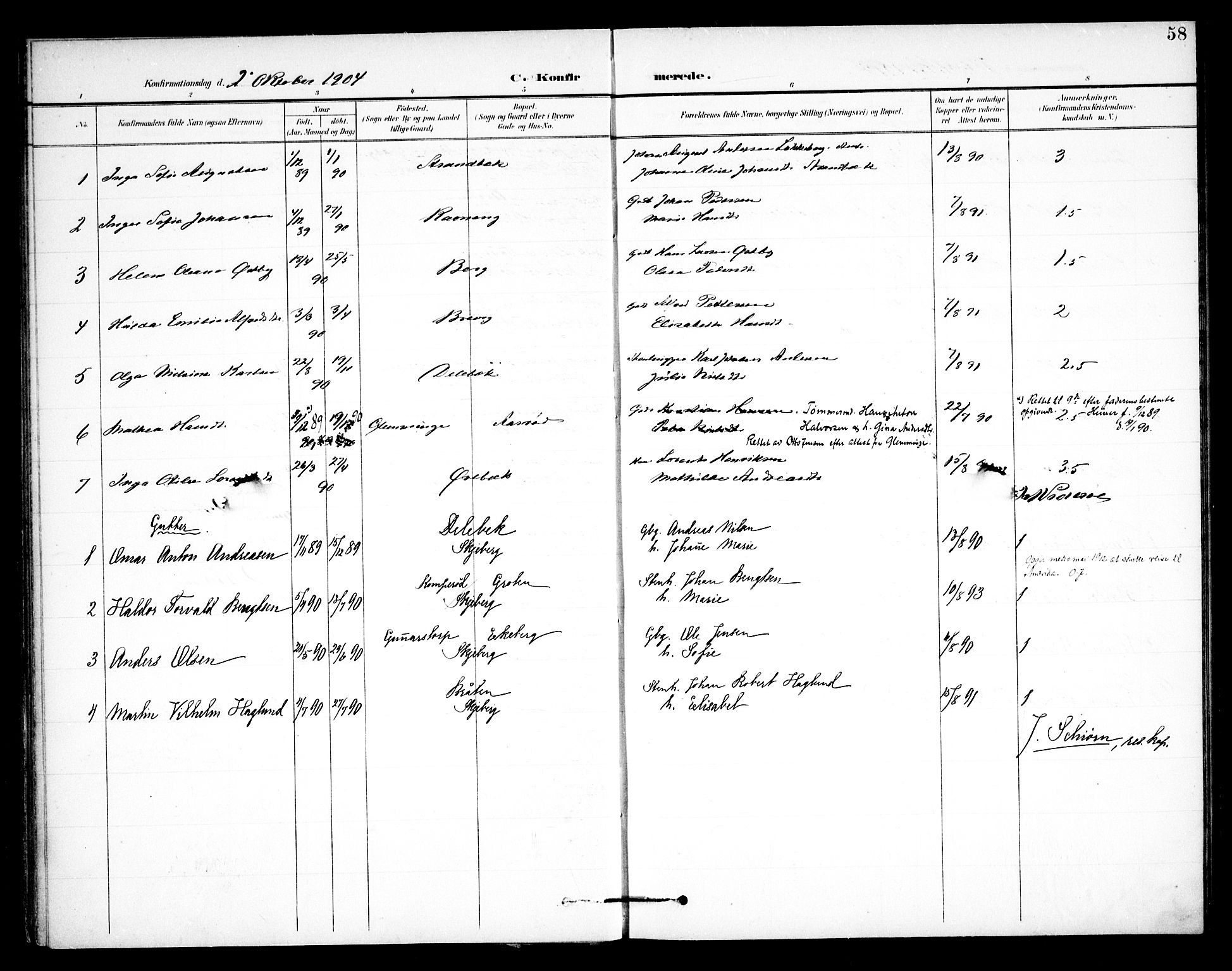 Skjeberg prestekontor Kirkebøker, AV/SAO-A-10923/F/Fb/L0002: Ministerialbok nr. II 2, 1895-1910, s. 58