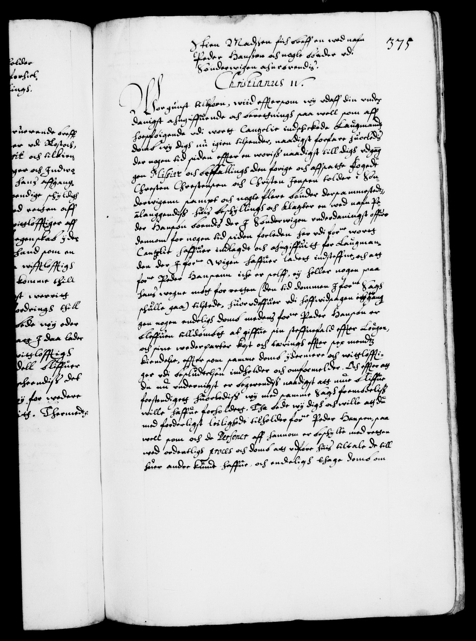 Danske Kanselli 1572-1799, RA/EA-3023/F/Fc/Fca/Fcab/L0003: Norske tegnelser (mikrofilm), 1596-1616, s. 375a