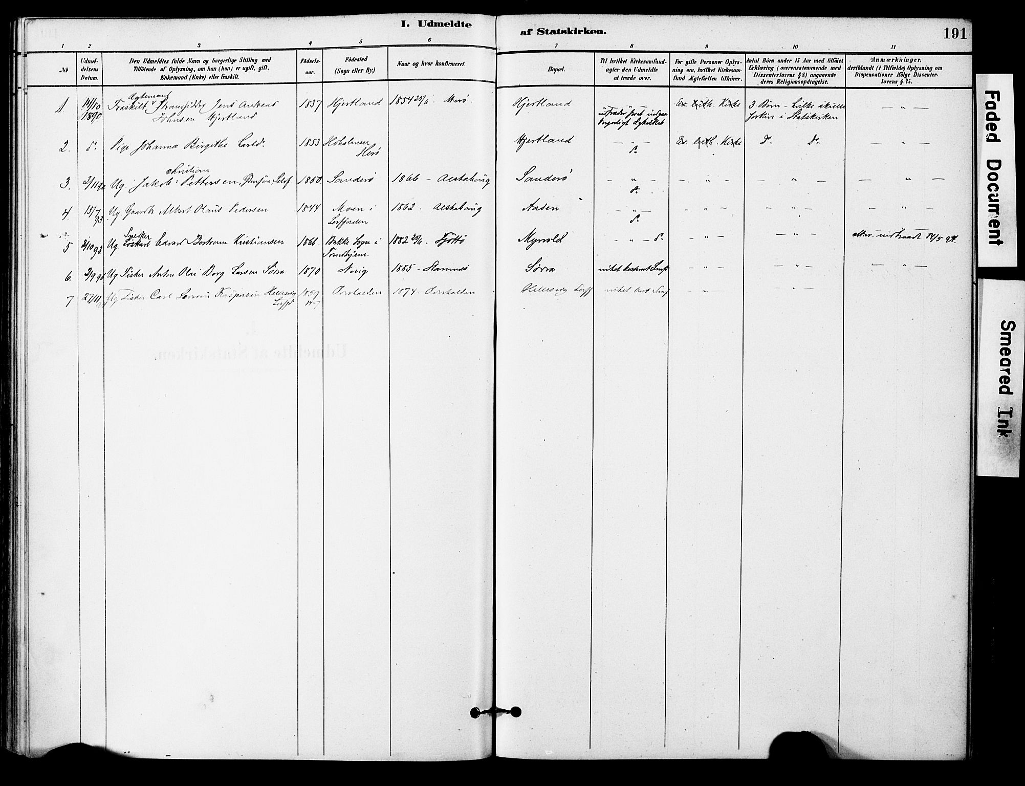 Ministerialprotokoller, klokkerbøker og fødselsregistre - Nordland, SAT/A-1459/830/L0450: Ministerialbok nr. 830A14, 1879-1896, s. 191