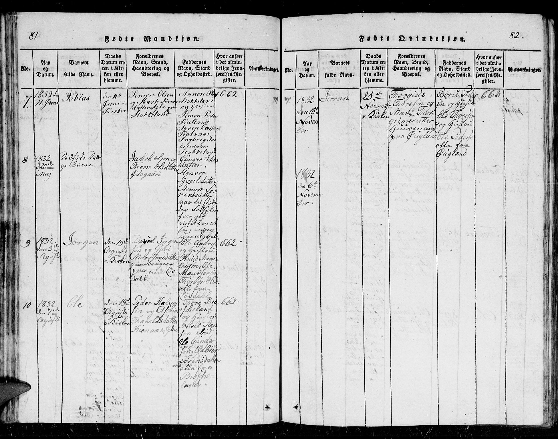 Holum sokneprestkontor, AV/SAK-1111-0022/F/Fb/Fbb/L0001: Klokkerbok nr. B 1, 1820-1847, s. 81-82