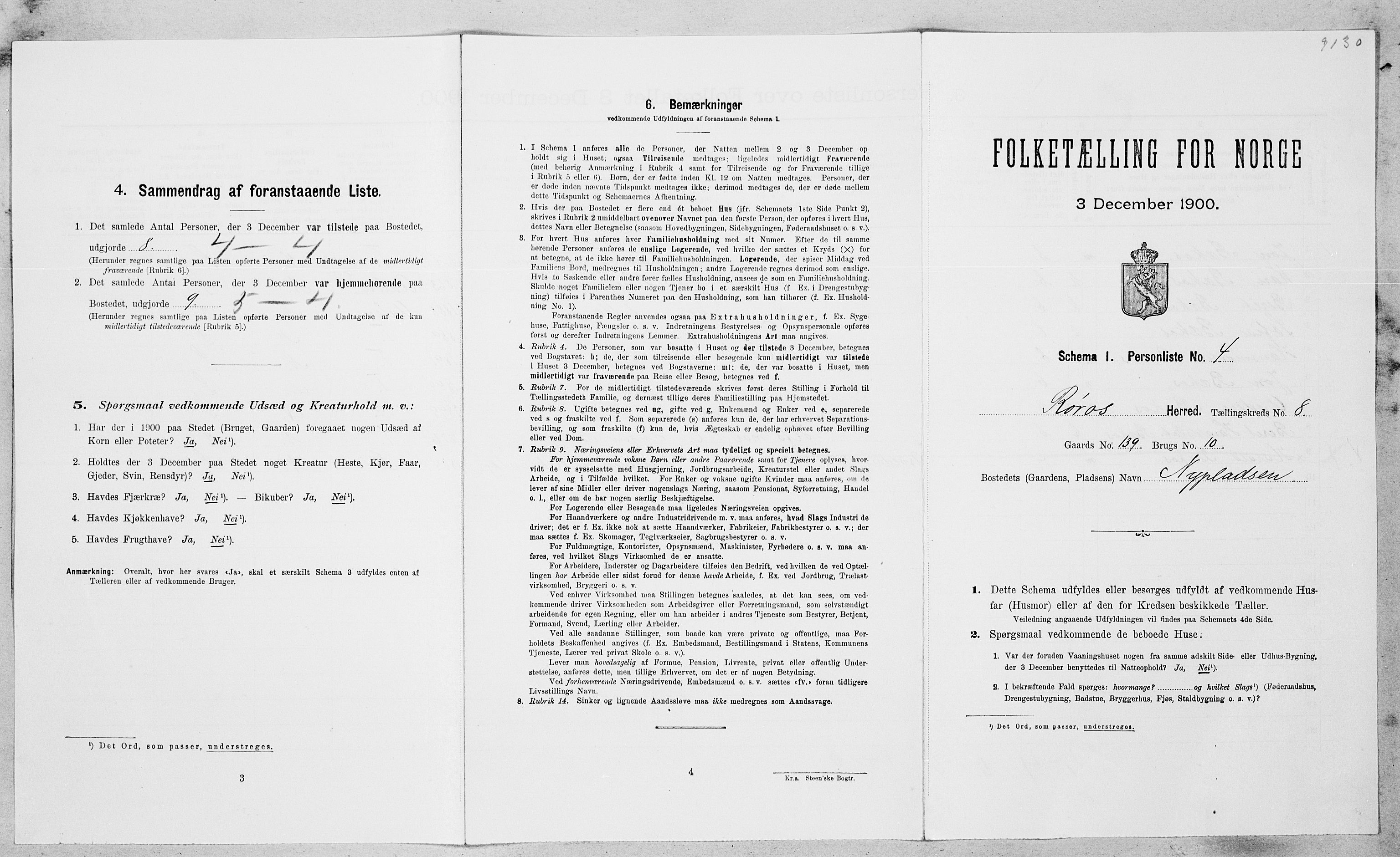 SAT, Folketelling 1900 for 1640 Røros herred, 1900, s. 904