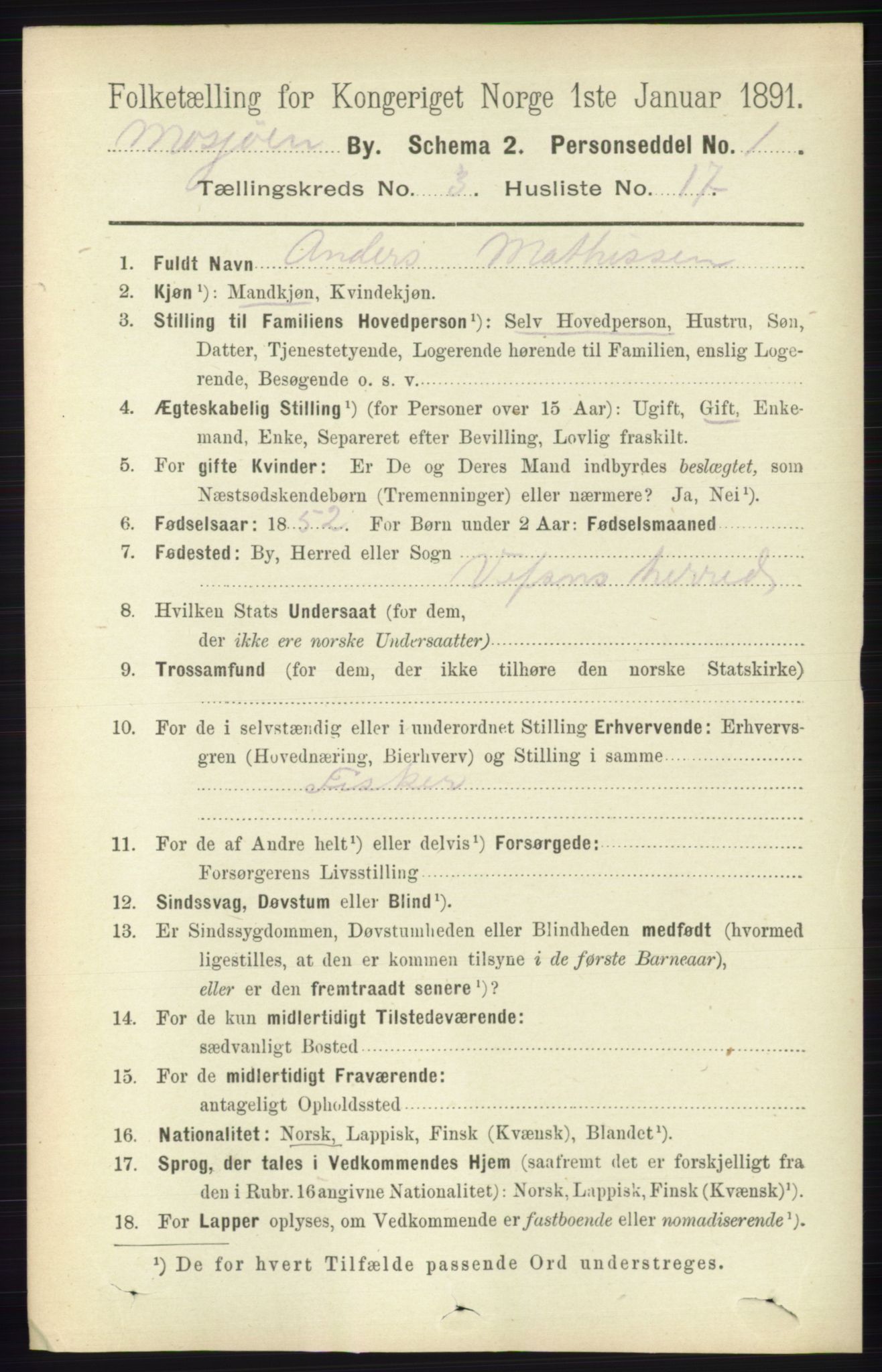 RA, Folketelling 1891 for 1802 Mosjøen ladested, 1891, s. 1383