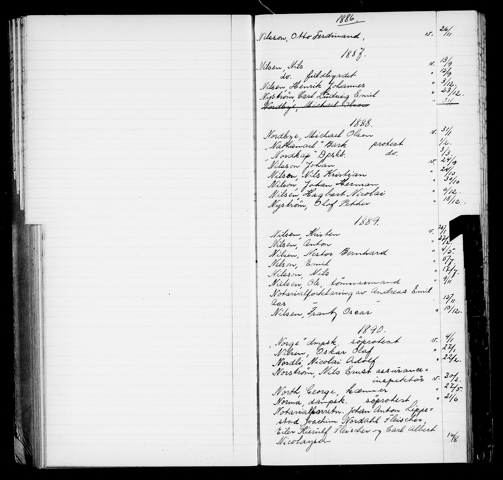 Oslo byfogd avd. I, AV/SAO-A-10220/L/La/L0001: Register - Vigsler og testamenter, 1886-1910, s. 82